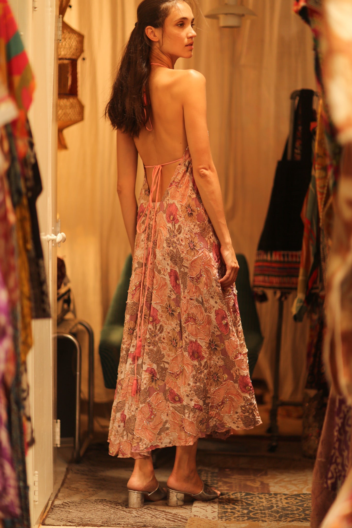 EMBROIDERED SILK DRESS HANNAH - BANGKOK TAILOR CLOTHING STORE - HANDMADE CLOTHING