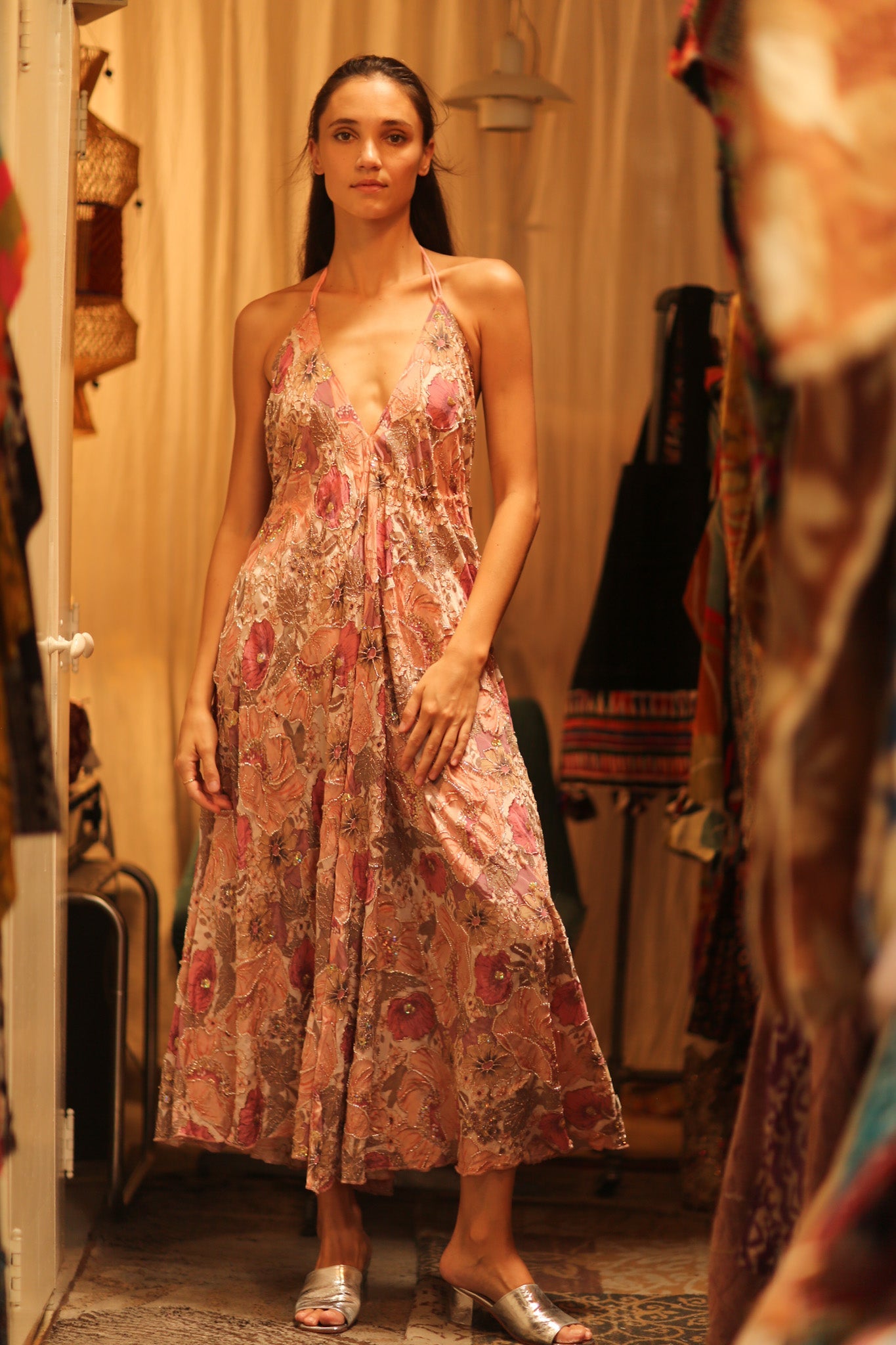 EMBROIDERED SILK DRESS HANNAH - BANGKOK TAILOR CLOTHING STORE - HANDMADE CLOTHING