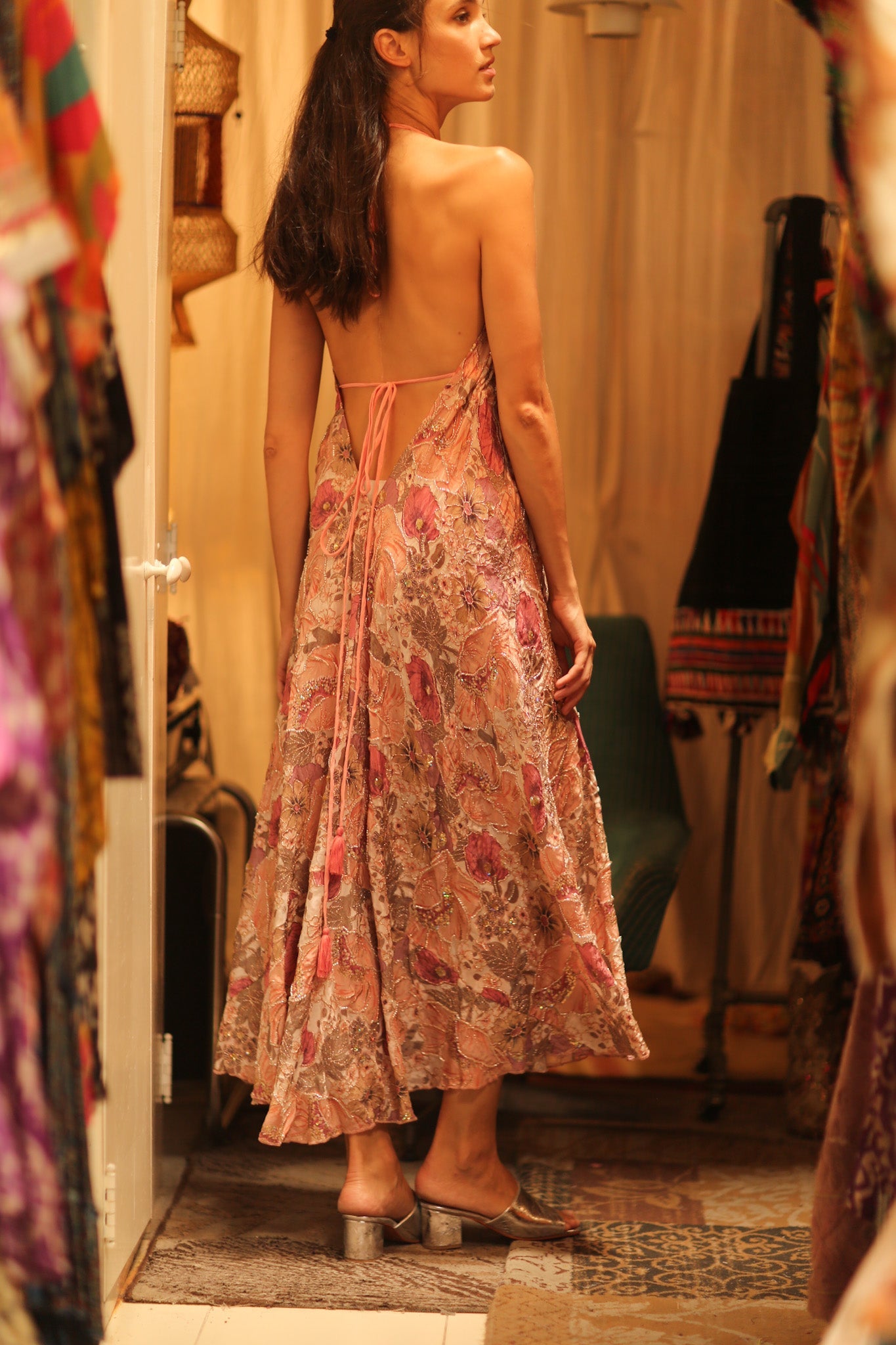 EMBROIDERED SILK DRESS HANNAH - BANGKOK TAILOR CLOTHING STORE - HANDMADE CLOTHING