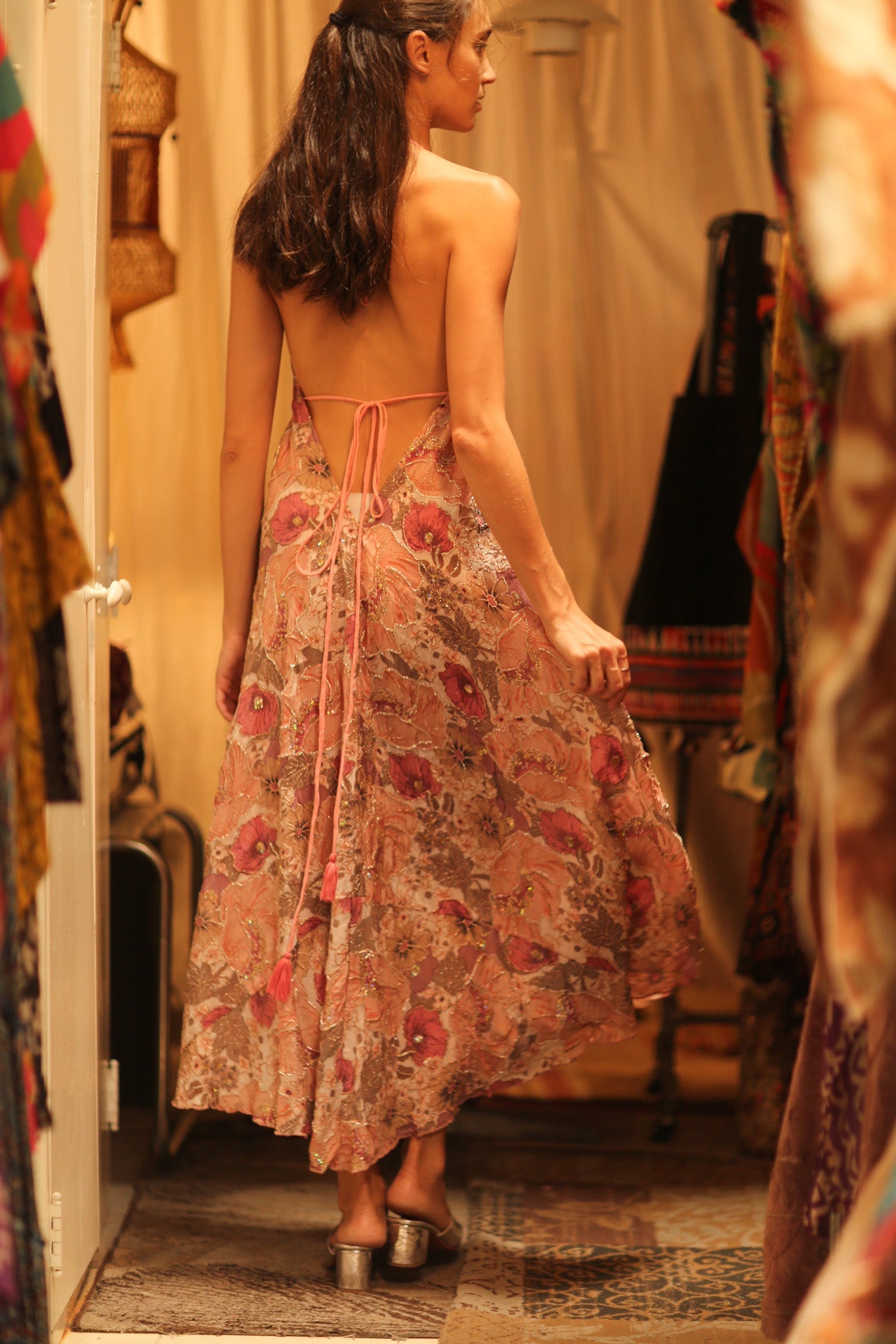 EMBROIDERED SILK DRESS HANNAH - BANGKOK TAILOR CLOTHING STORE - HANDMADE CLOTHING