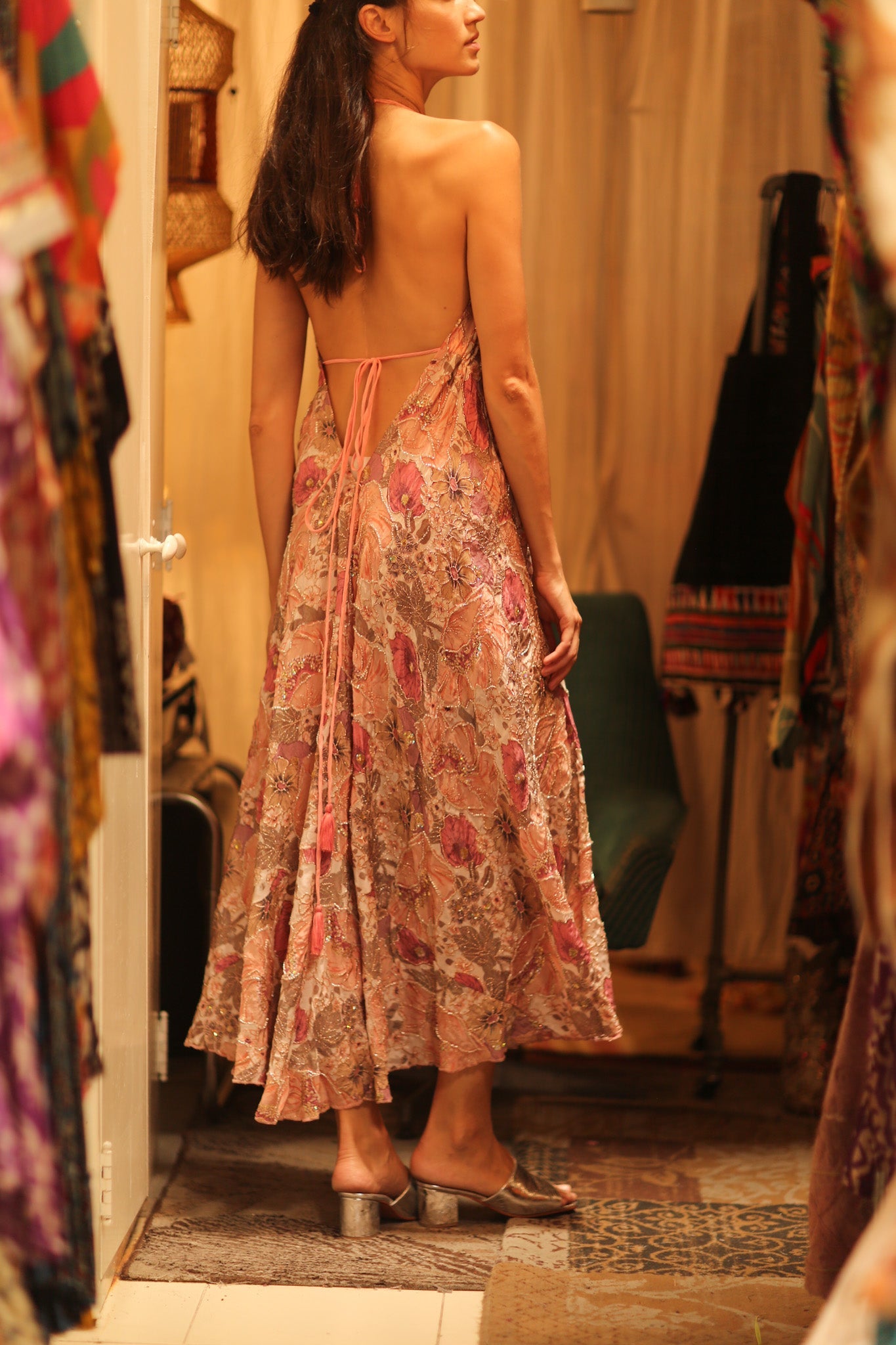 EMBROIDERED SILK DRESS HANNAH - BANGKOK TAILOR CLOTHING STORE - HANDMADE CLOTHING