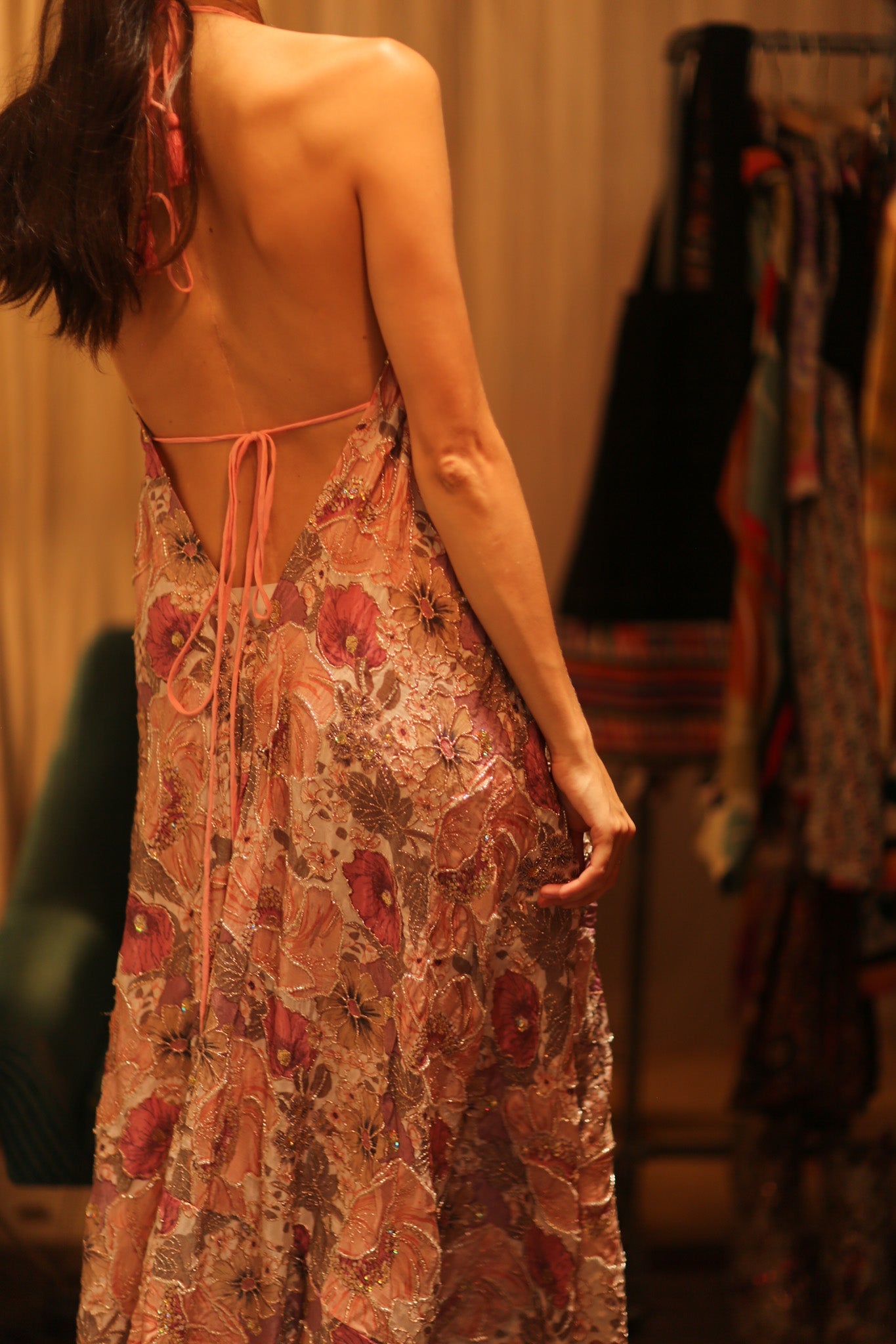 EMBROIDERED SILK DRESS HANNAH - BANGKOK TAILOR CLOTHING STORE - HANDMADE CLOTHING