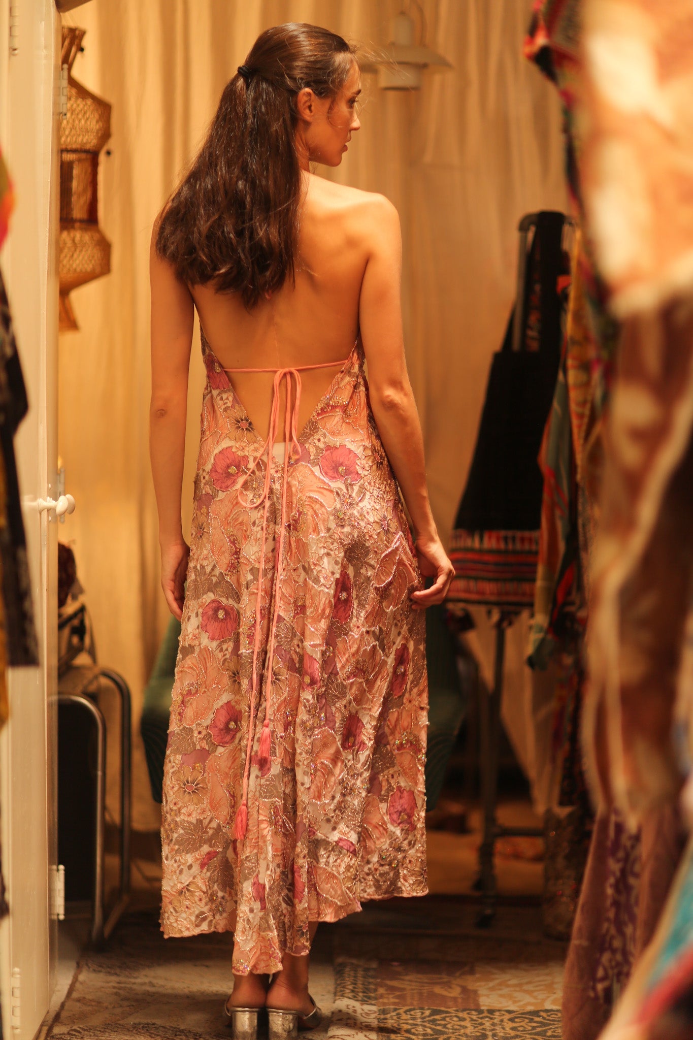 EMBROIDERED SILK DRESS HANNAH - BANGKOK TAILOR CLOTHING STORE - HANDMADE CLOTHING