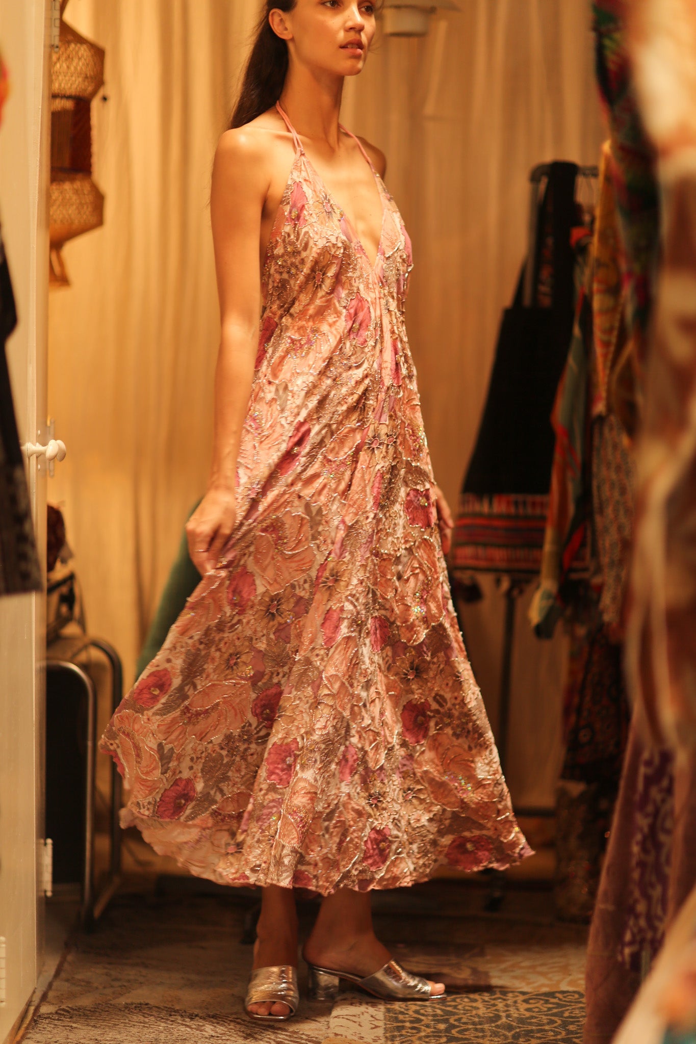 EMBROIDERED SILK DRESS HANNAH - BANGKOK TAILOR CLOTHING STORE - HANDMADE CLOTHING