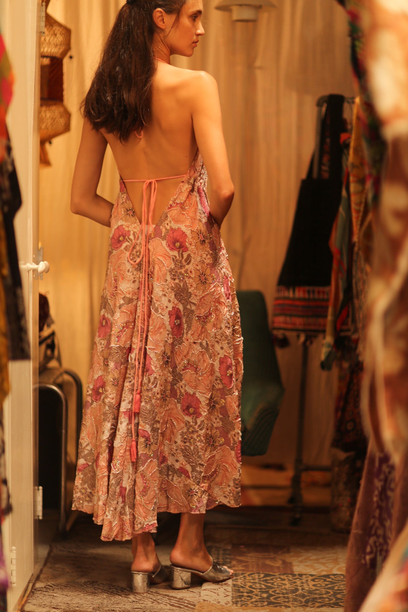 EMBROIDERED SILK DRESS HANNAH - BANGKOK TAILOR CLOTHING STORE - HANDMADE CLOTHING