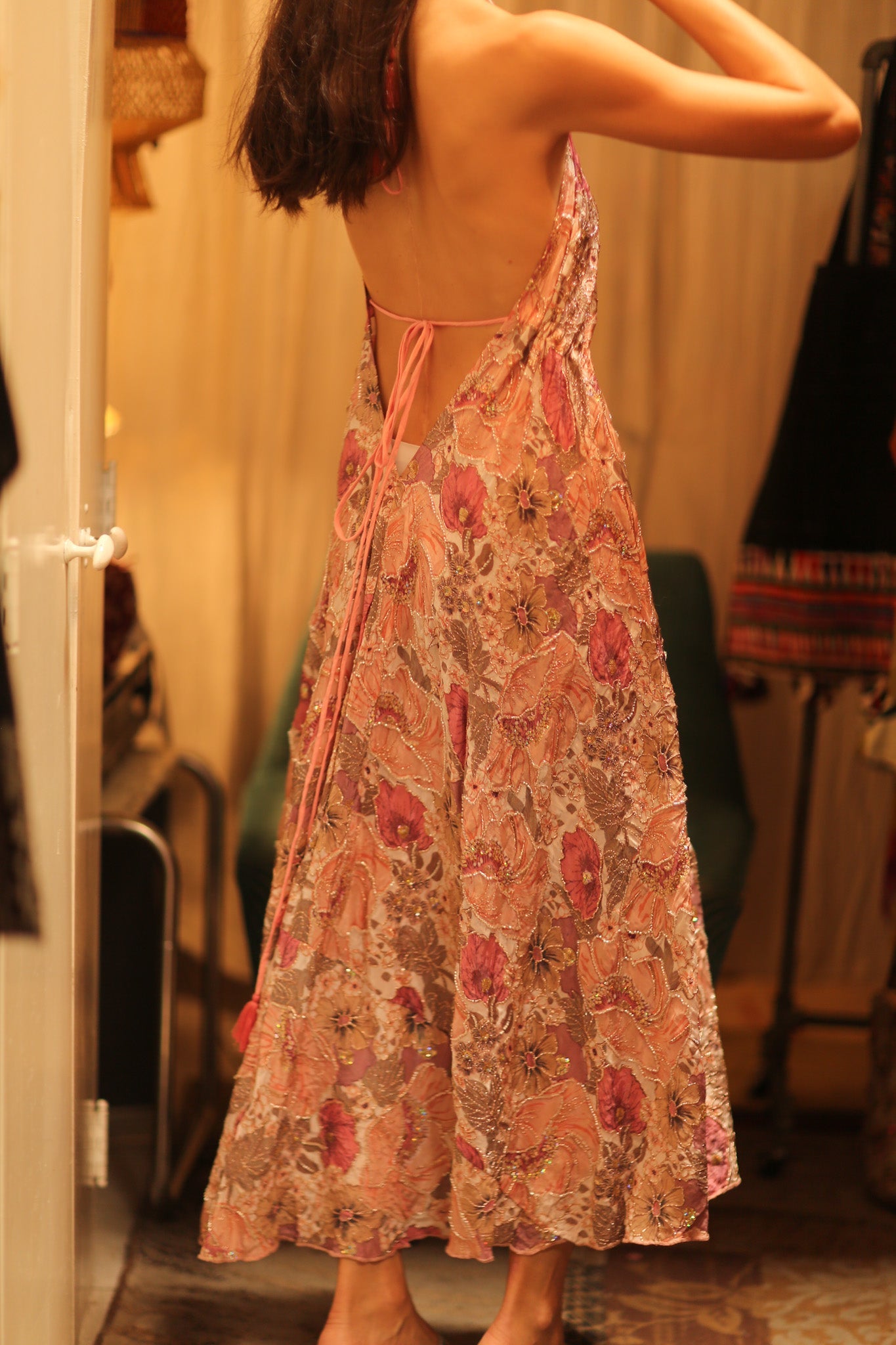 EMBROIDERED SILK DRESS HANNAH - BANGKOK TAILOR CLOTHING STORE - HANDMADE CLOTHING