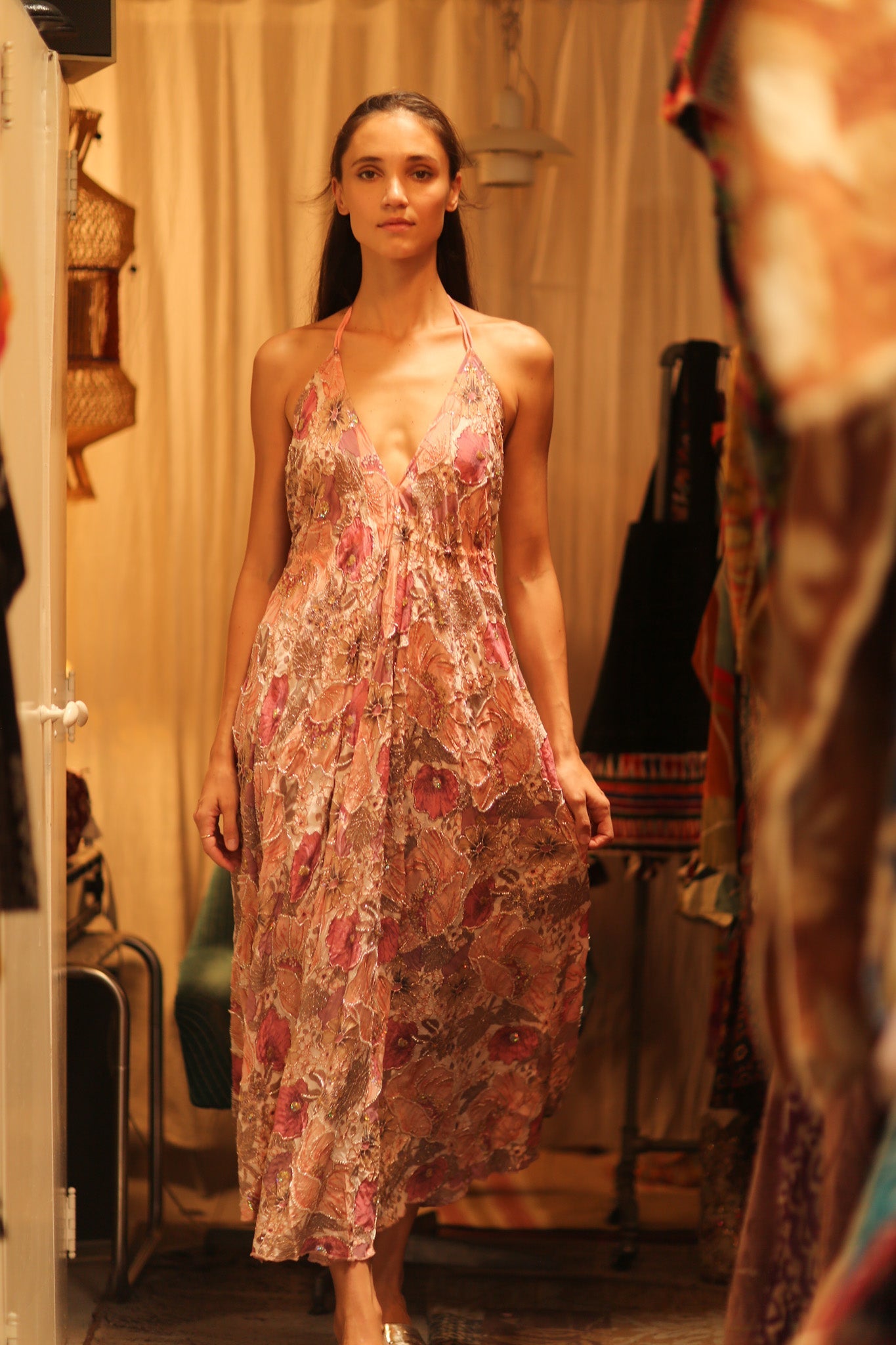 EMBROIDERED SILK DRESS HANNAH - BANGKOK TAILOR CLOTHING STORE - HANDMADE CLOTHING