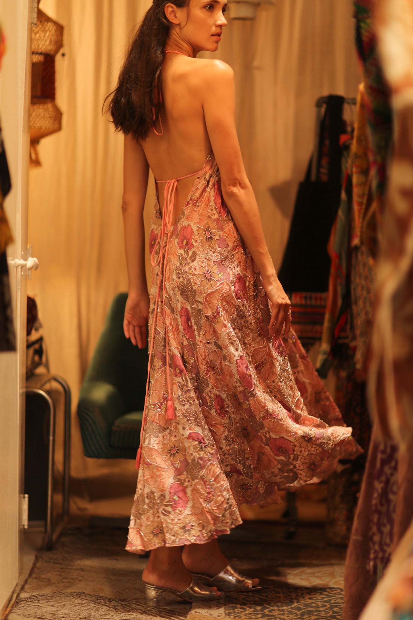 EMBROIDERED SILK DRESS HANNAH - BANGKOK TAILOR CLOTHING STORE - HANDMADE CLOTHING