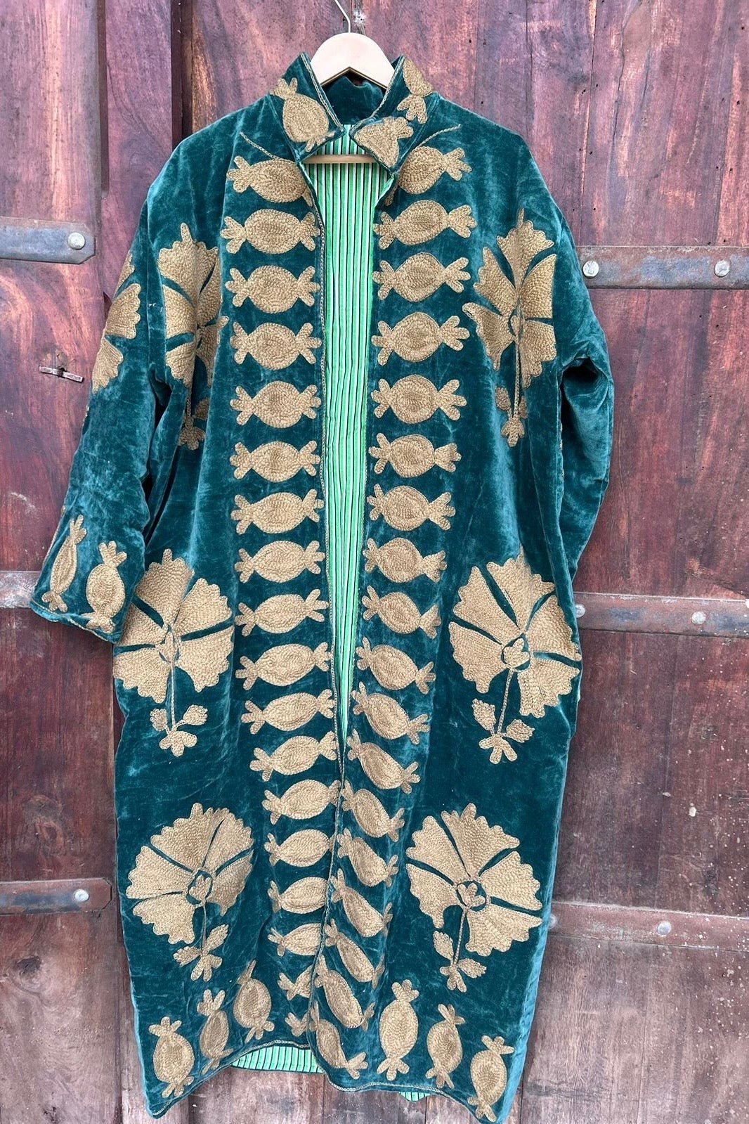 EMBROIDERED VELVET COAT DUSTER ARMANG - BANGKOK TAILOR CLOTHING STORE - HANDMADE CLOTHING