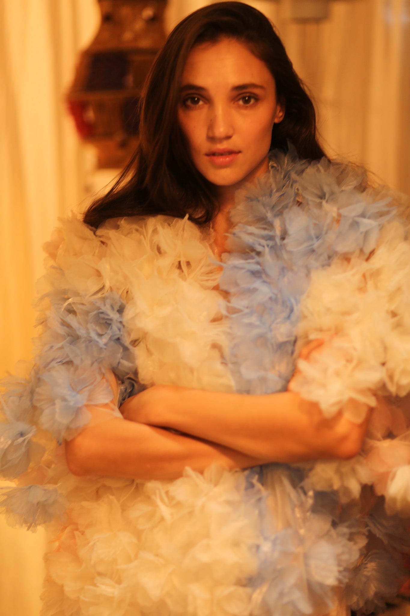 FEATHER FRILL KIMONO MARILYN - BANGKOK TAILOR CLOTHING STORE - HANDMADE CLOTHING