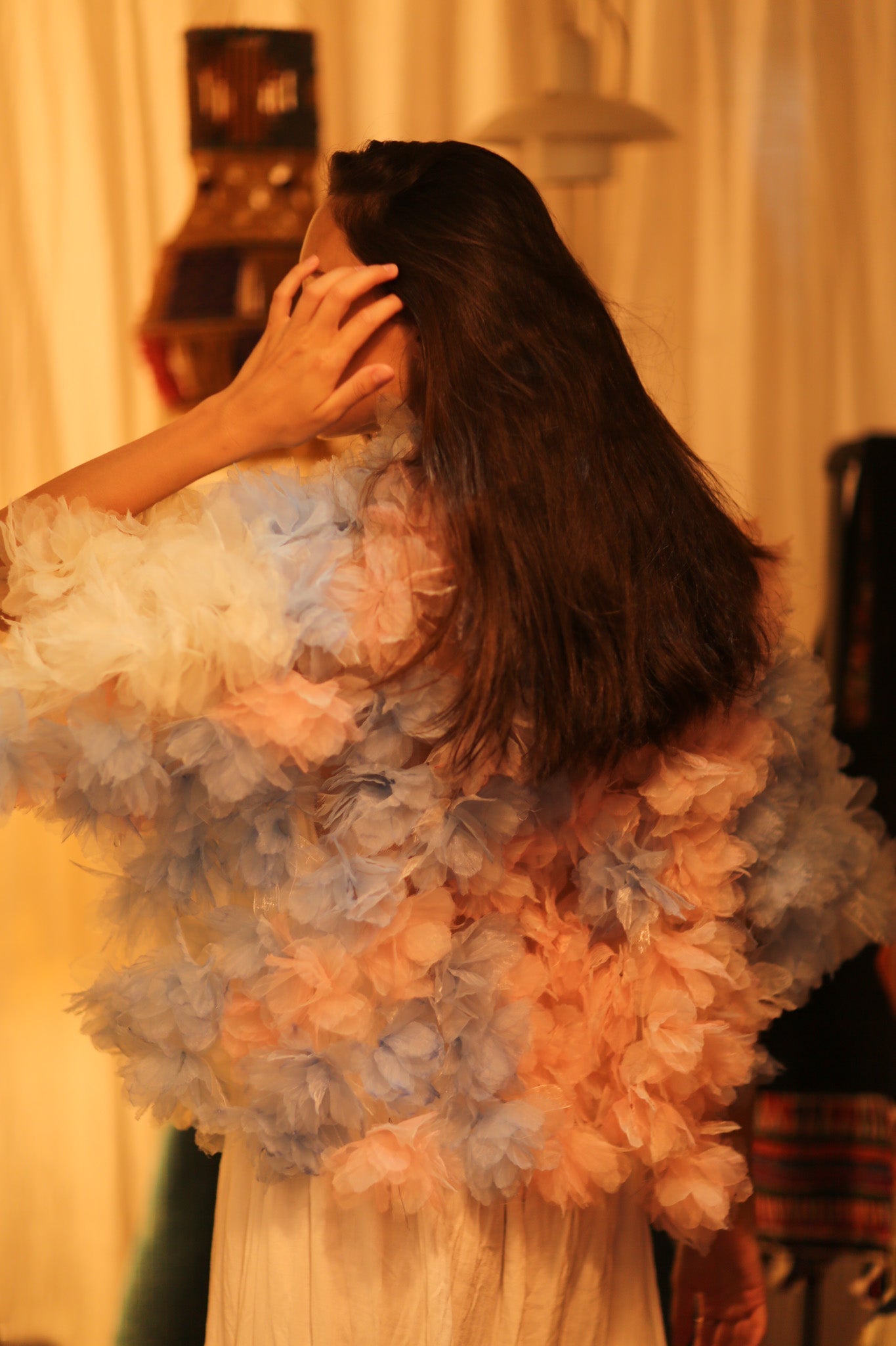 FEATHER FRILL KIMONO MARILYN - BANGKOK TAILOR CLOTHING STORE - HANDMADE CLOTHING