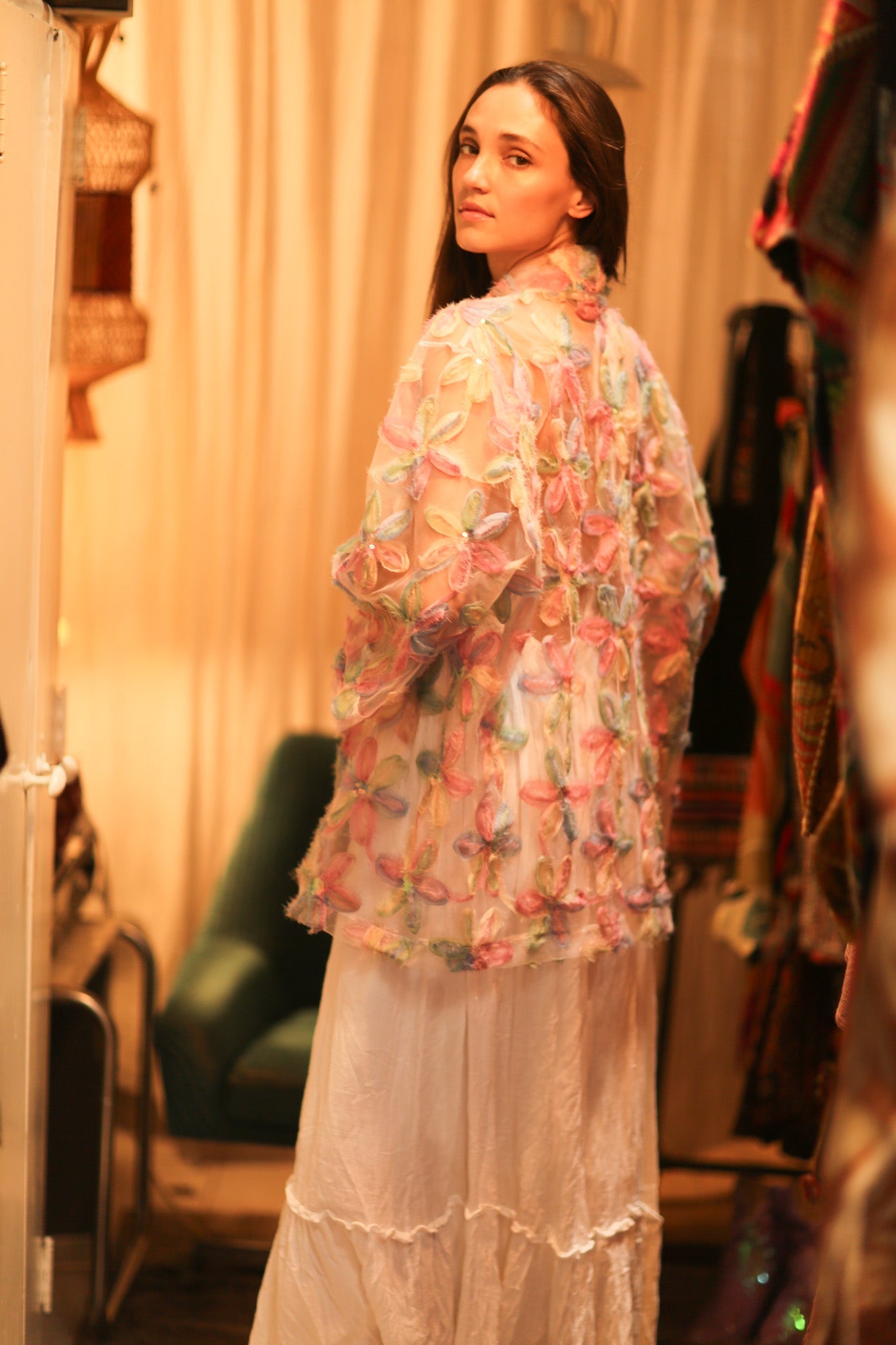 FEATHER FRILL SHORT KIMONO LORILA - BANGKOK TAILOR CLOTHING STORE - HANDMADE CLOTHING