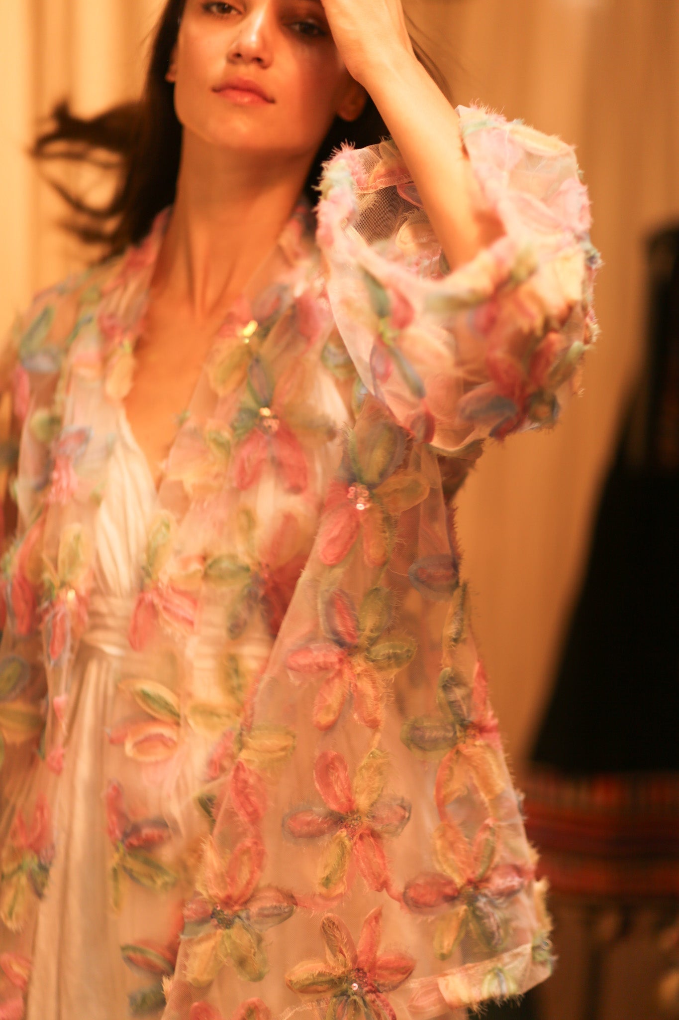 FEATHER FRILL SHORT KIMONO LORILA - BANGKOK TAILOR CLOTHING STORE - HANDMADE CLOTHING