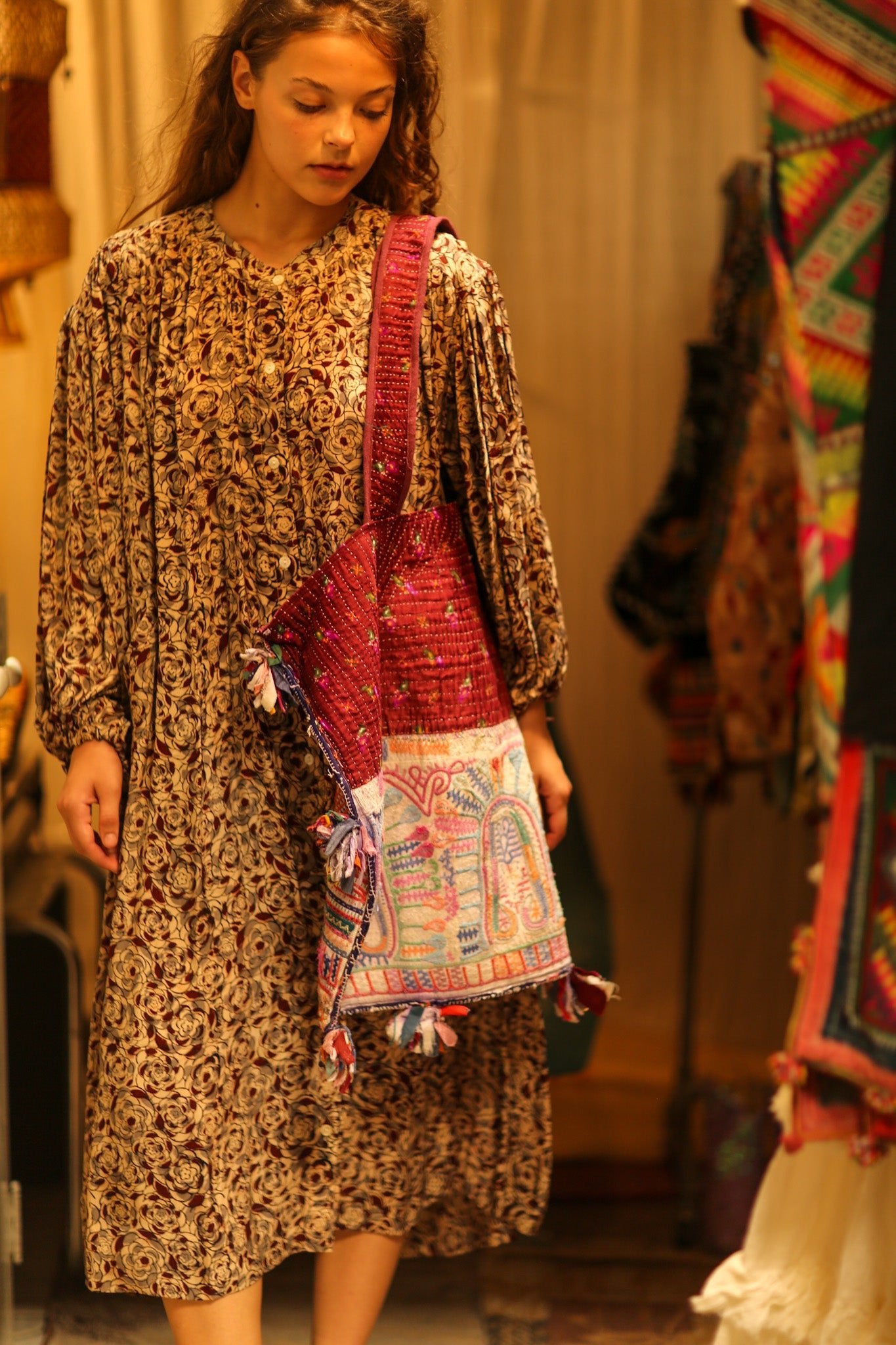 FIONA EMBROIDERED PATCHWORK BAG - BANGKOK TAILOR CLOTHING STORE - HANDMADE CLOTHING