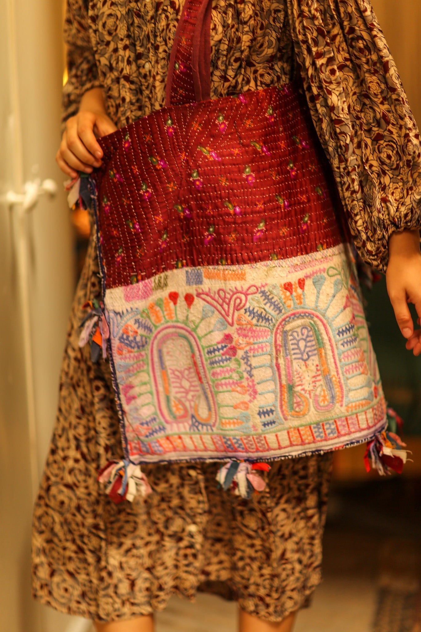 FIONA EMBROIDERED PATCHWORK BAG - BANGKOK TAILOR CLOTHING STORE - HANDMADE CLOTHING