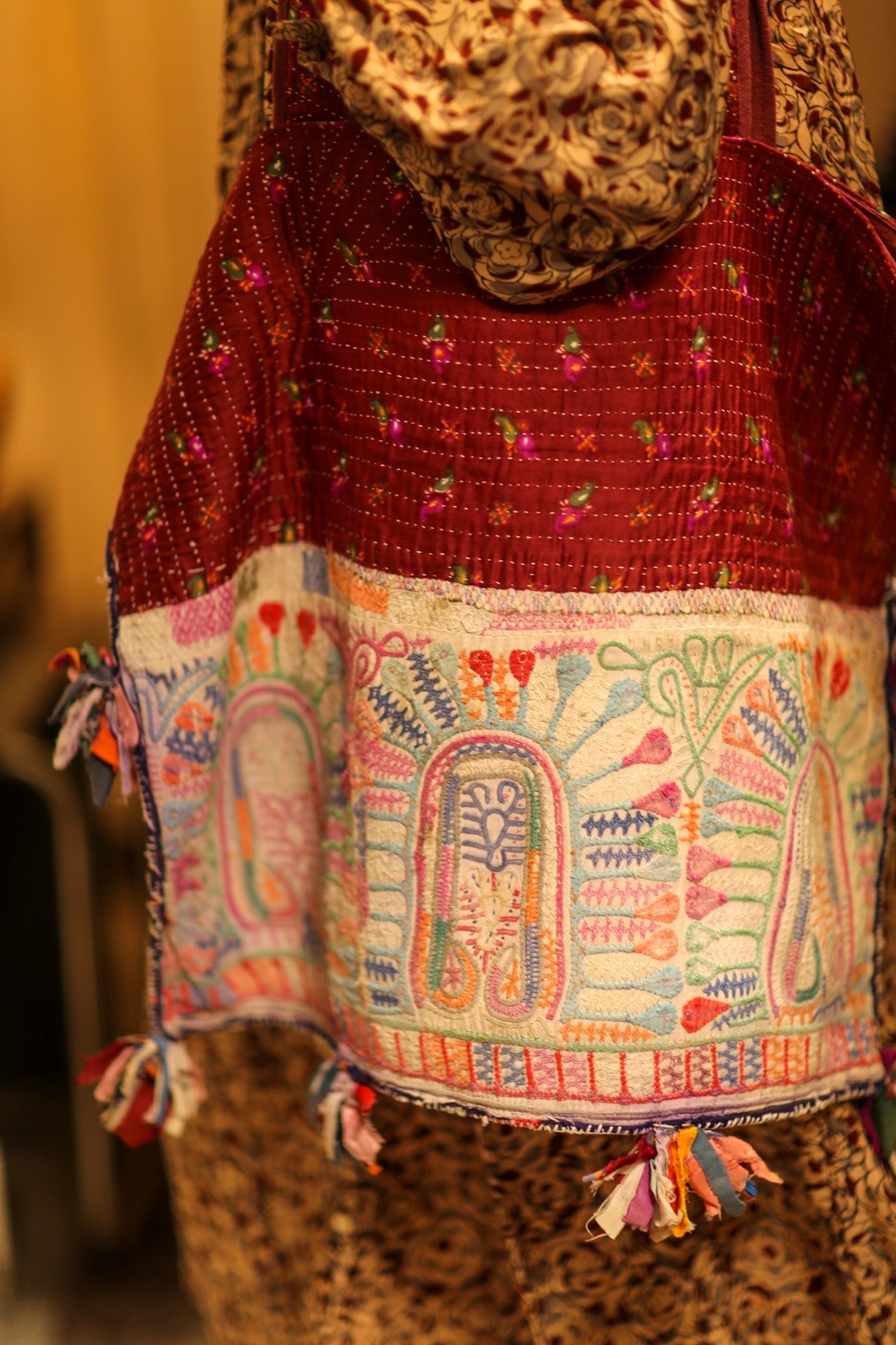 FIONA EMBROIDERED PATCHWORK BAG - BANGKOK TAILOR CLOTHING STORE - HANDMADE CLOTHING