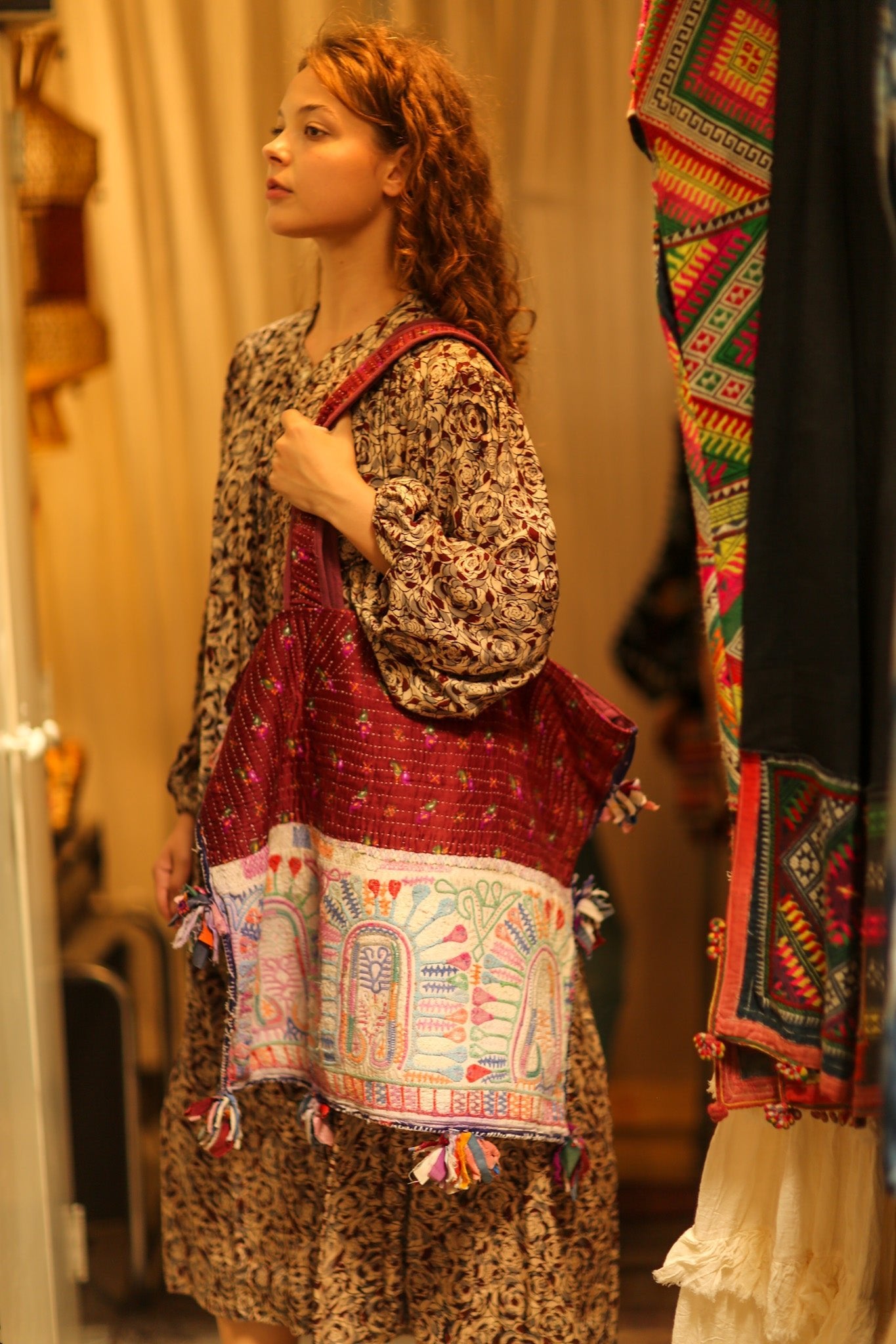 FIONA EMBROIDERED PATCHWORK BAG - BANGKOK TAILOR CLOTHING STORE - HANDMADE CLOTHING