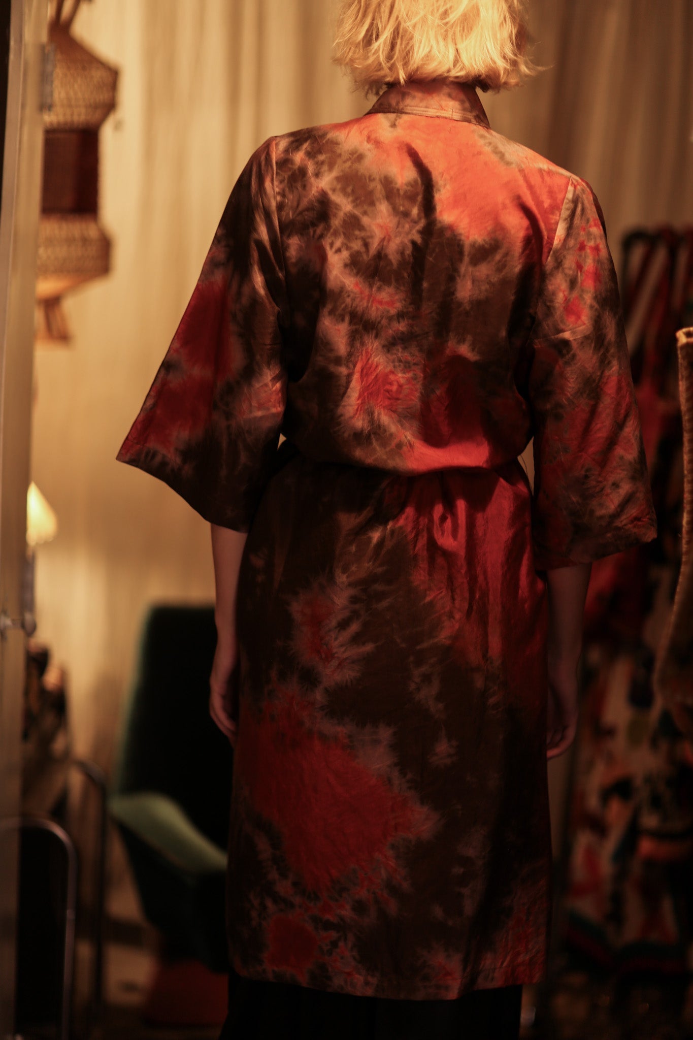 FIRE THAI SILK KIMONO - BANGKOK TAILOR CLOTHING STORE - HANDMADE CLOTHING