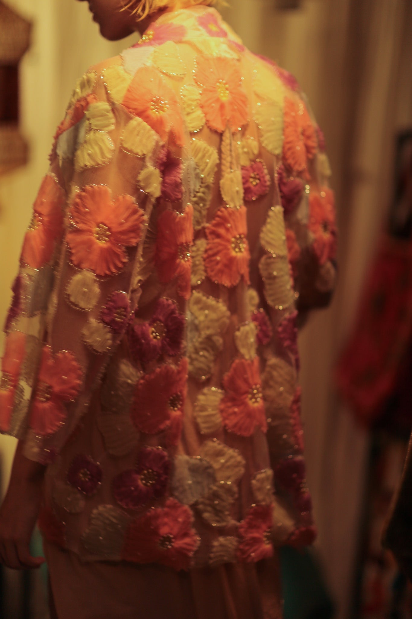 FLO SEQUINED EMBROIDERED SHORT KIMONO PINK - BANGKOK TAILOR CLOTHING STORE - HANDMADE CLOTHING