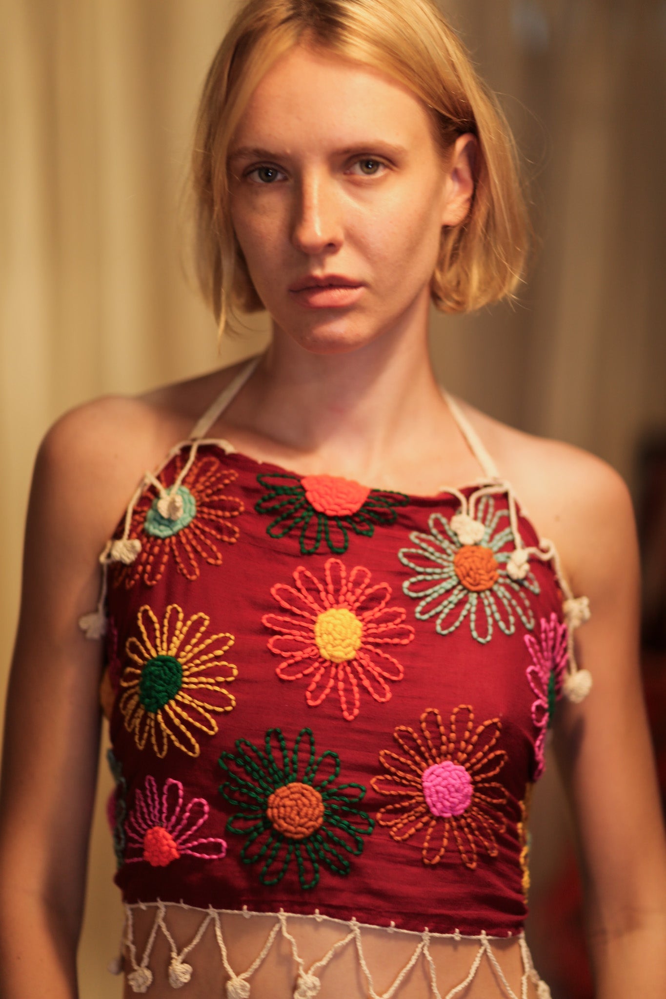 FLORA EMBROIDERED TOP - BANGKOK TAILOR CLOTHING STORE - HANDMADE CLOTHING