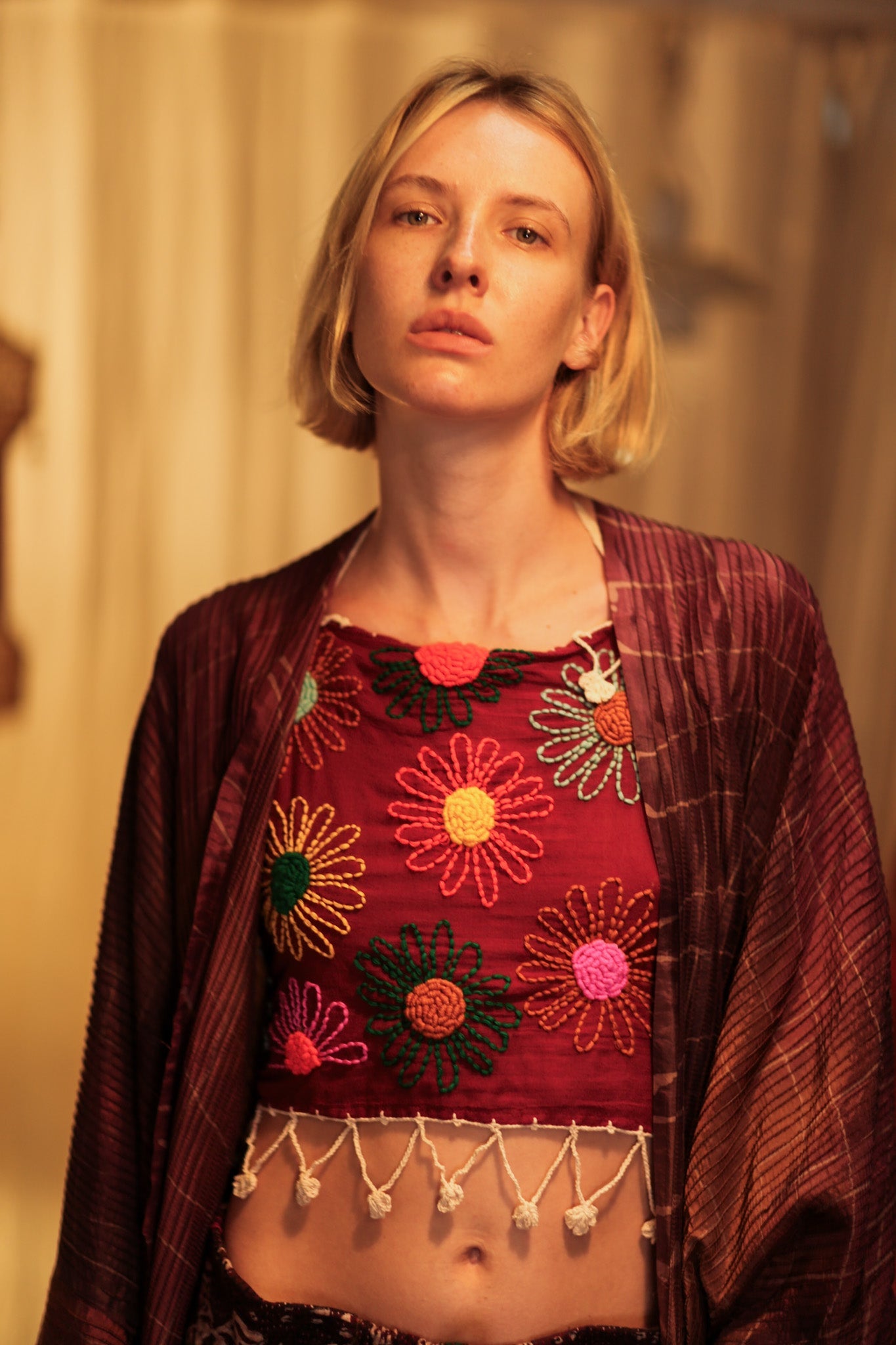 FLORA EMBROIDERED TOP - BANGKOK TAILOR CLOTHING STORE - HANDMADE CLOTHING