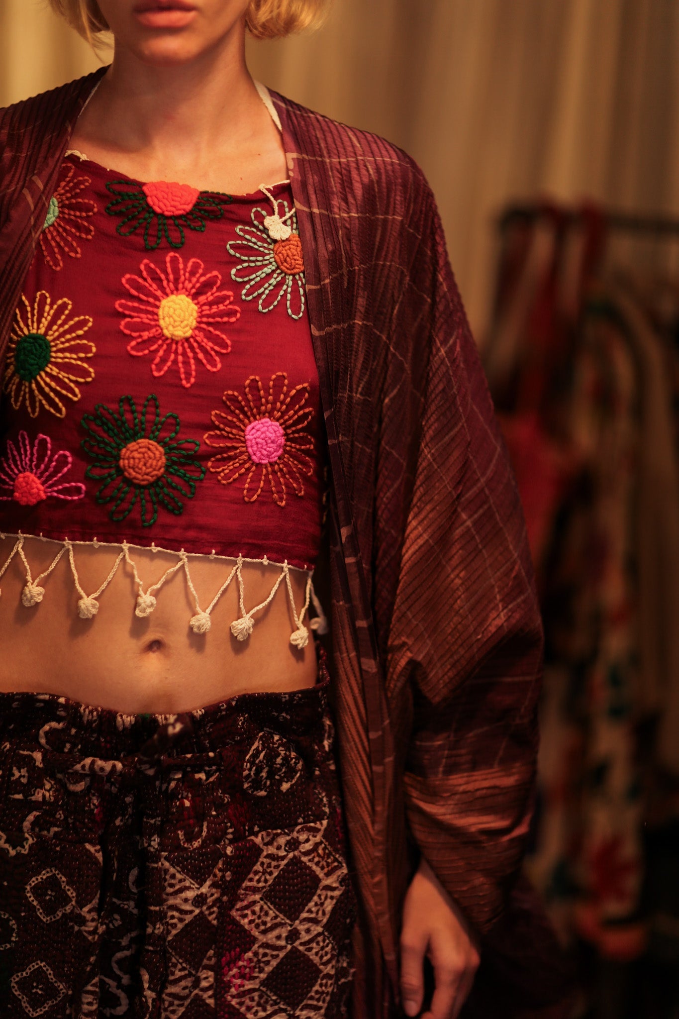 FLORA EMBROIDERED TOP - BANGKOK TAILOR CLOTHING STORE - HANDMADE CLOTHING