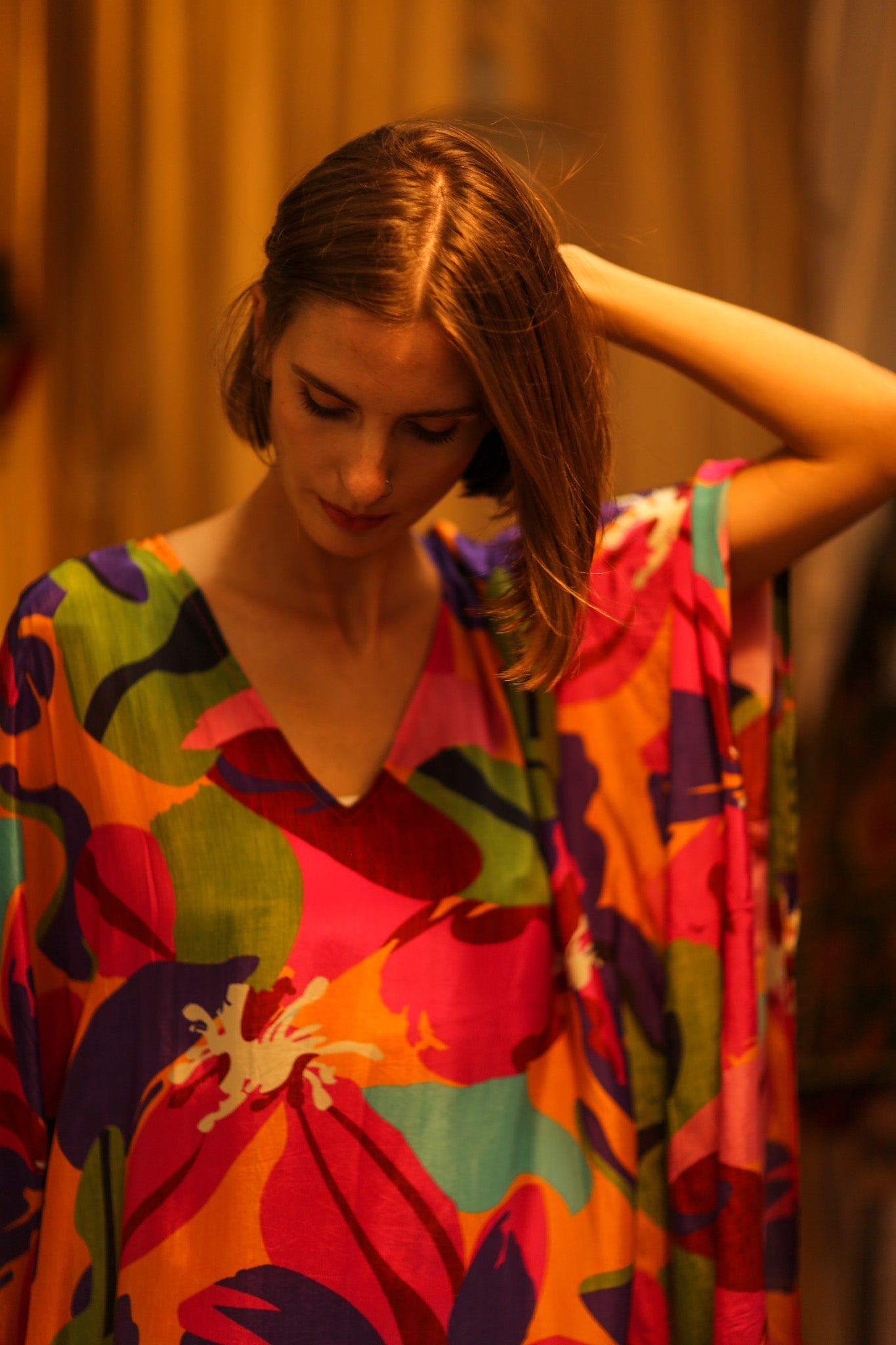 FLOWER PRINT KAFTAN MILEY - BANGKOK TAILOR CLOTHING STORE - HANDMADE CLOTHING