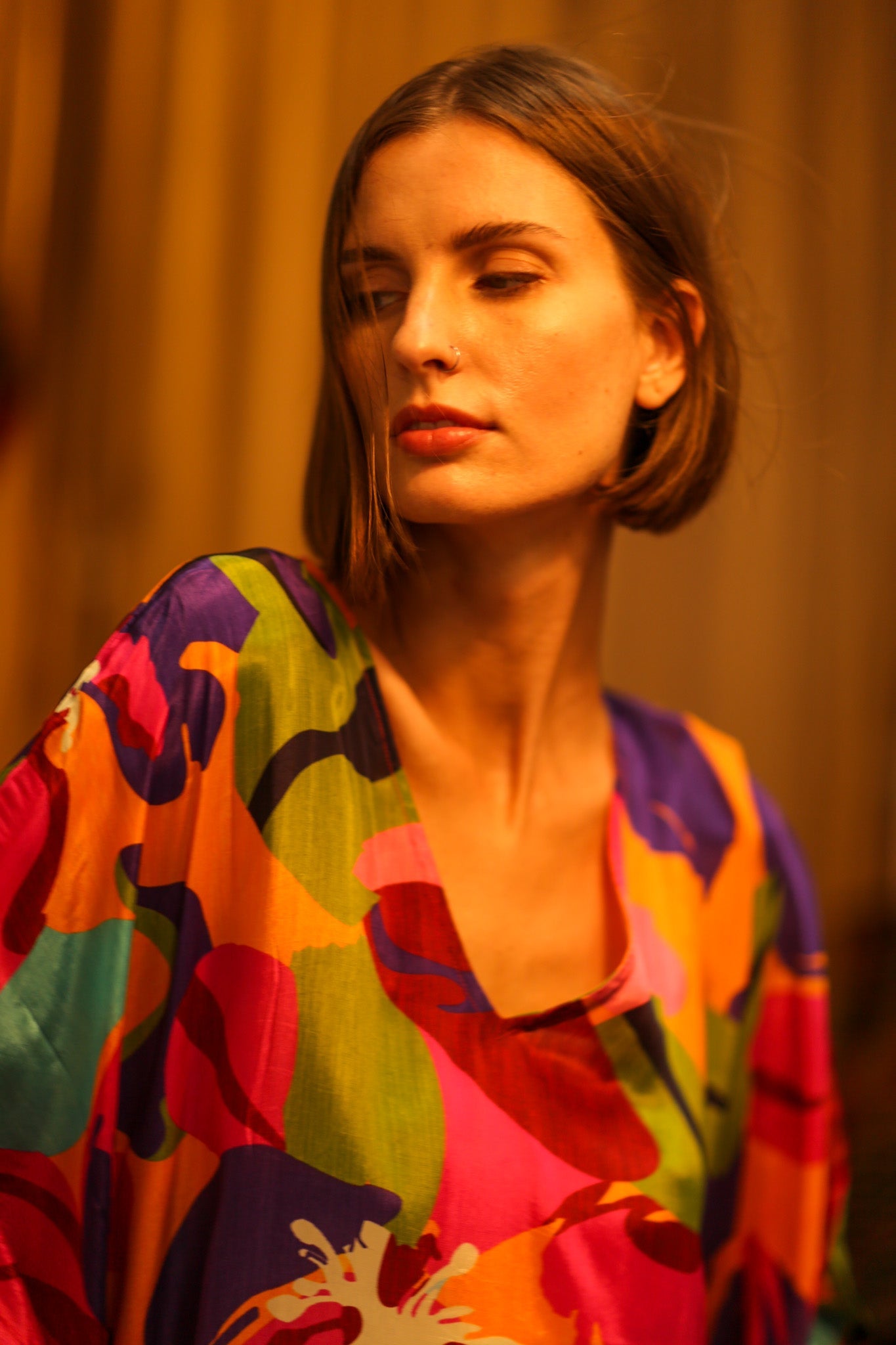FLOWER PRINT KAFTAN MILEY - BANGKOK TAILOR CLOTHING STORE - HANDMADE CLOTHING