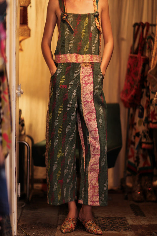 FREYA EMBROIDERED KANTHA DUNGAREES DIAMONDS - BANGKOK TAILOR CLOTHING STORE - HANDMADE CLOTHING