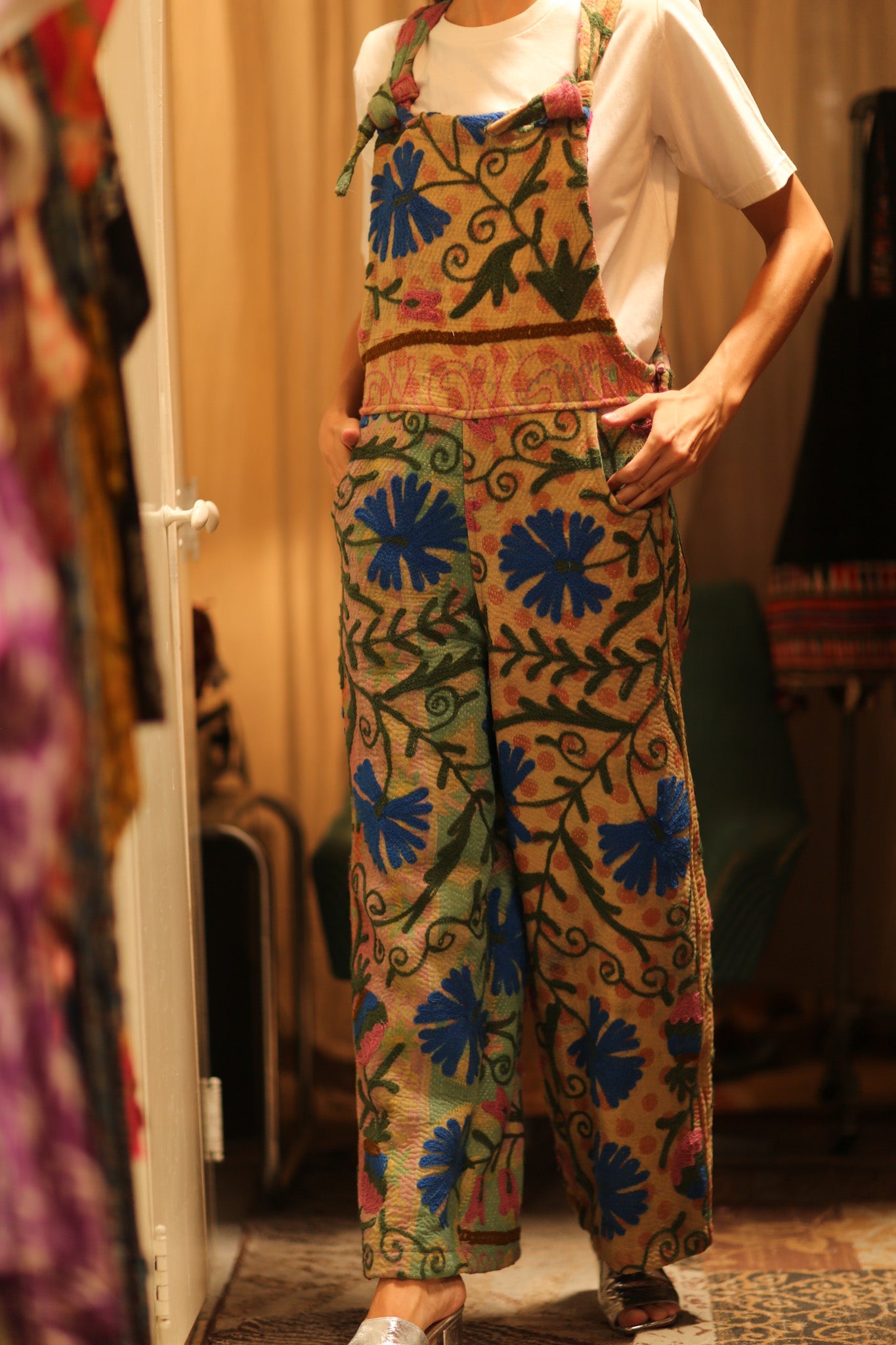 FREYA EMBROIDERED KANTHA JUMPSUIT GREENHOUSE - BANGKOK TAILOR CLOTHING STORE - HANDMADE CLOTHING