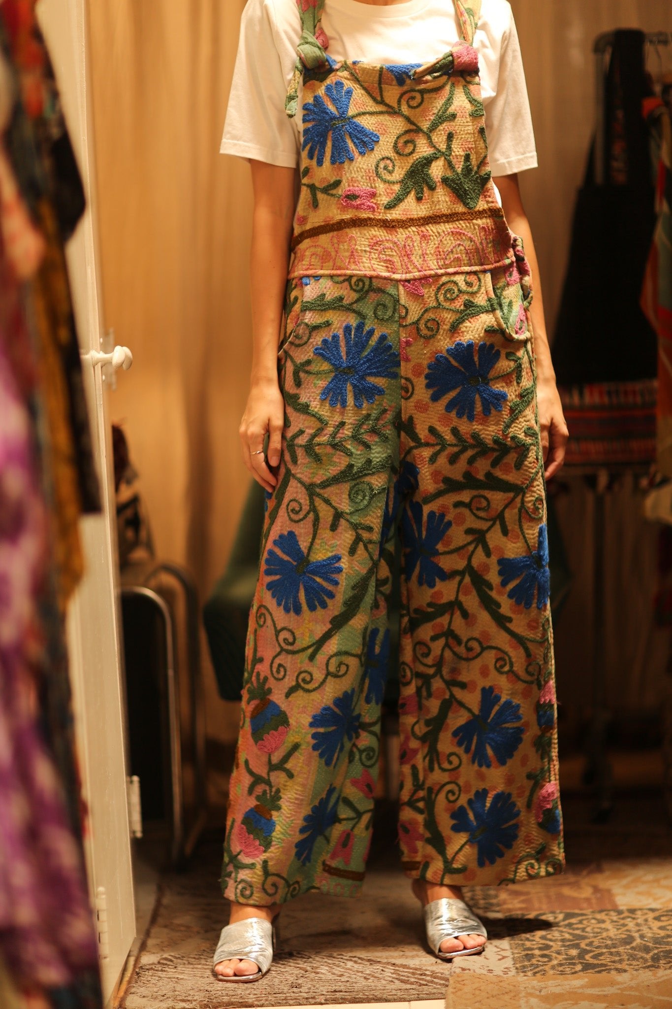 FREYA EMBROIDERED KANTHA JUMPSUIT GREENHOUSE - BANGKOK TAILOR CLOTHING STORE - HANDMADE CLOTHING