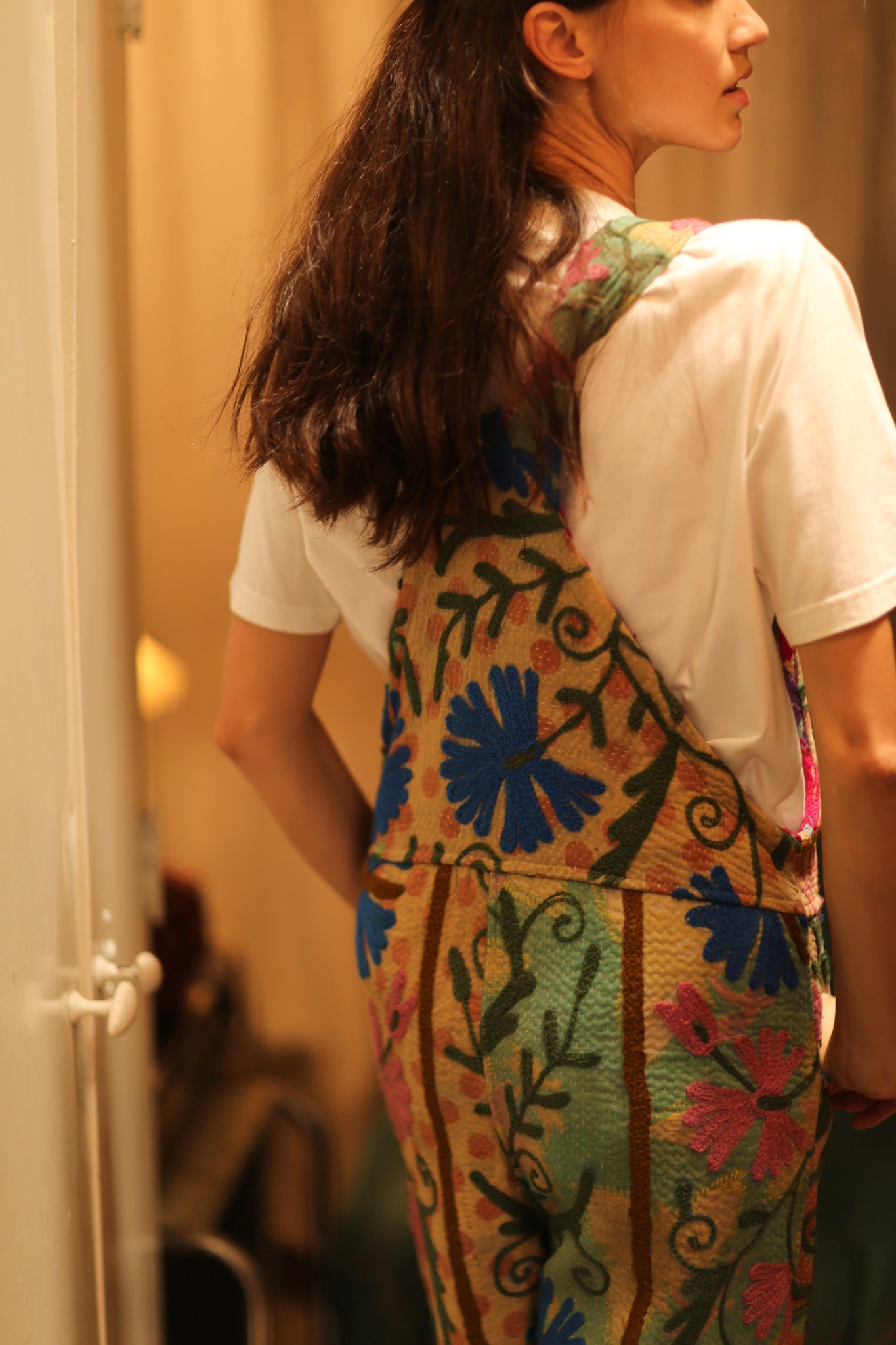 FREYA EMBROIDERED KANTHA JUMPSUIT GREENHOUSE - BANGKOK TAILOR CLOTHING STORE - HANDMADE CLOTHING