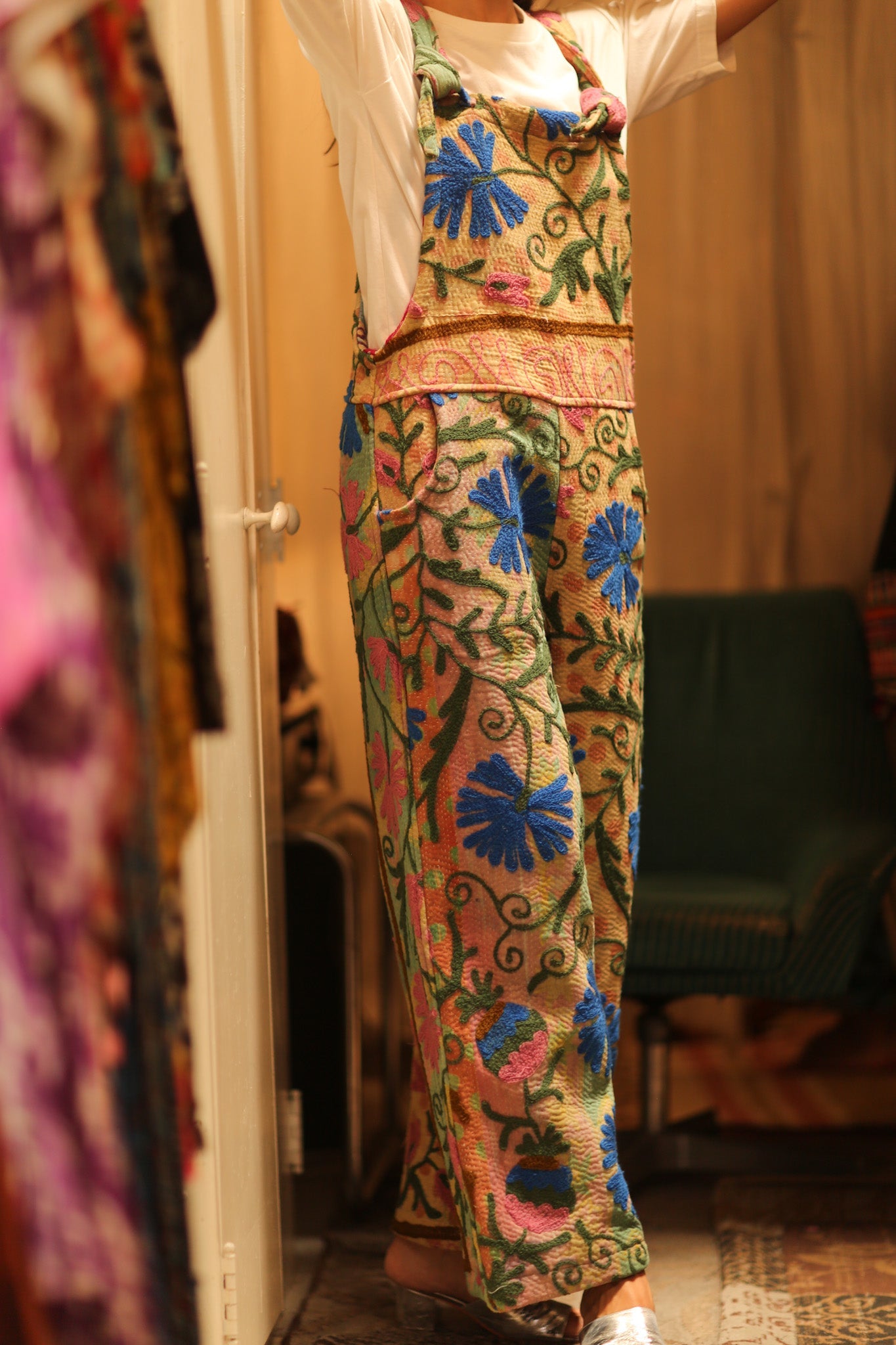 FREYA EMBROIDERED KANTHA JUMPSUIT GREENHOUSE - BANGKOK TAILOR CLOTHING STORE - HANDMADE CLOTHING