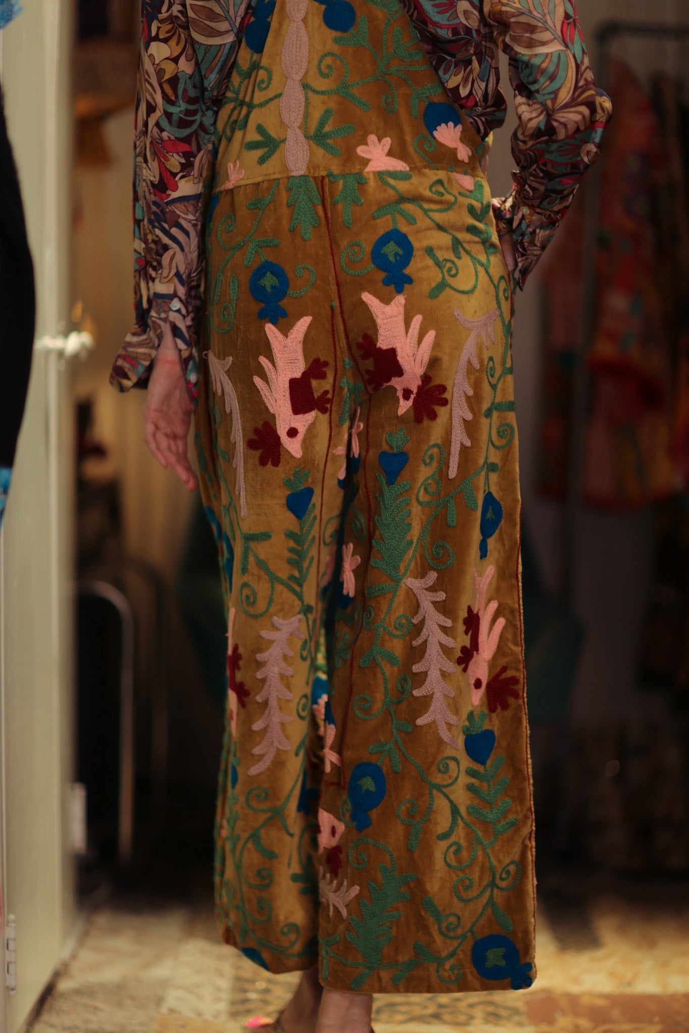 FREYA EMBROIDERED OVERALL MUSTARD - BANGKOK TAILOR CLOTHING STORE - HANDMADE CLOTHING