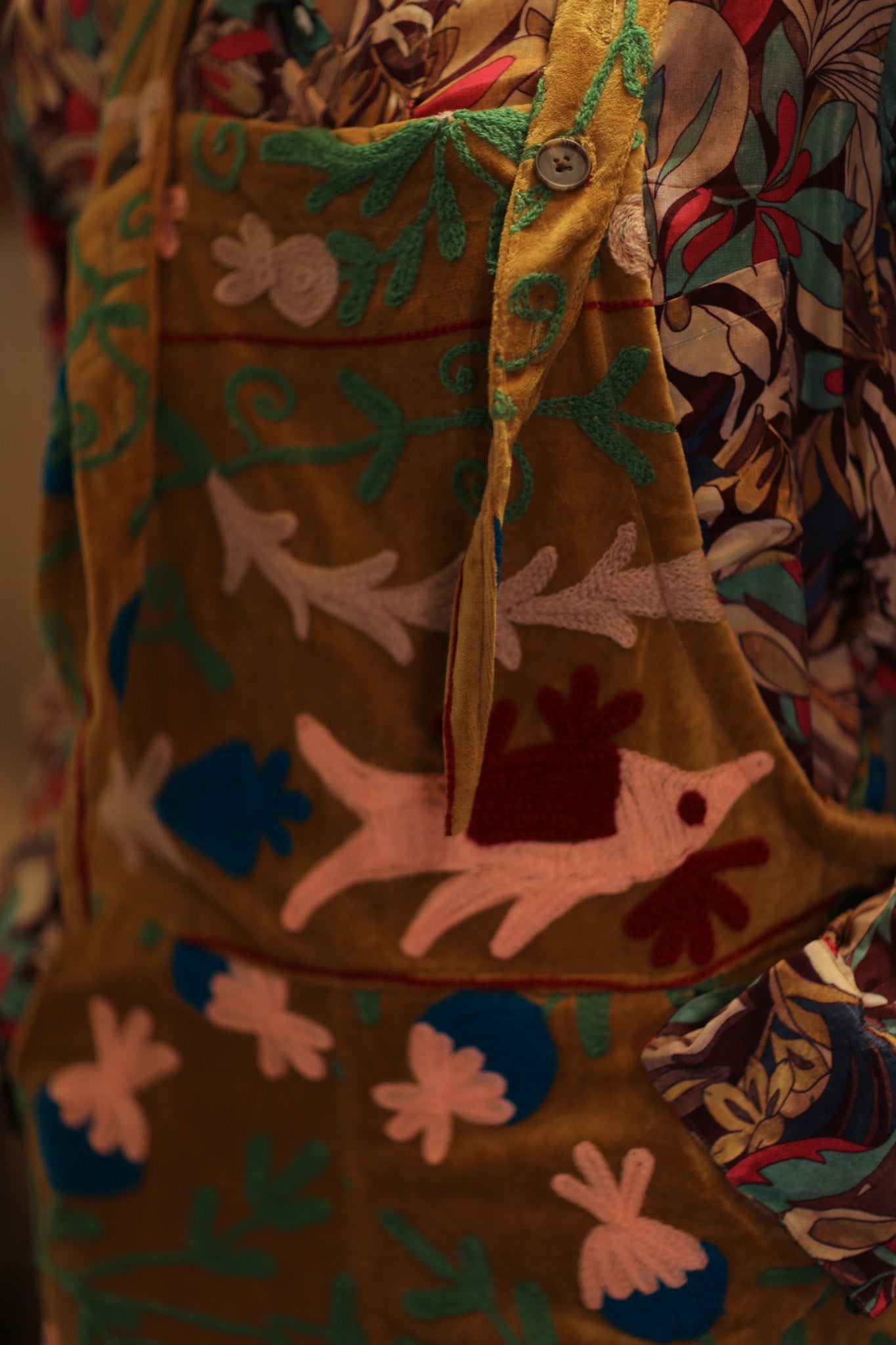 FREYA EMBROIDERED OVERALL MUSTARD - BANGKOK TAILOR CLOTHING STORE - HANDMADE CLOTHING