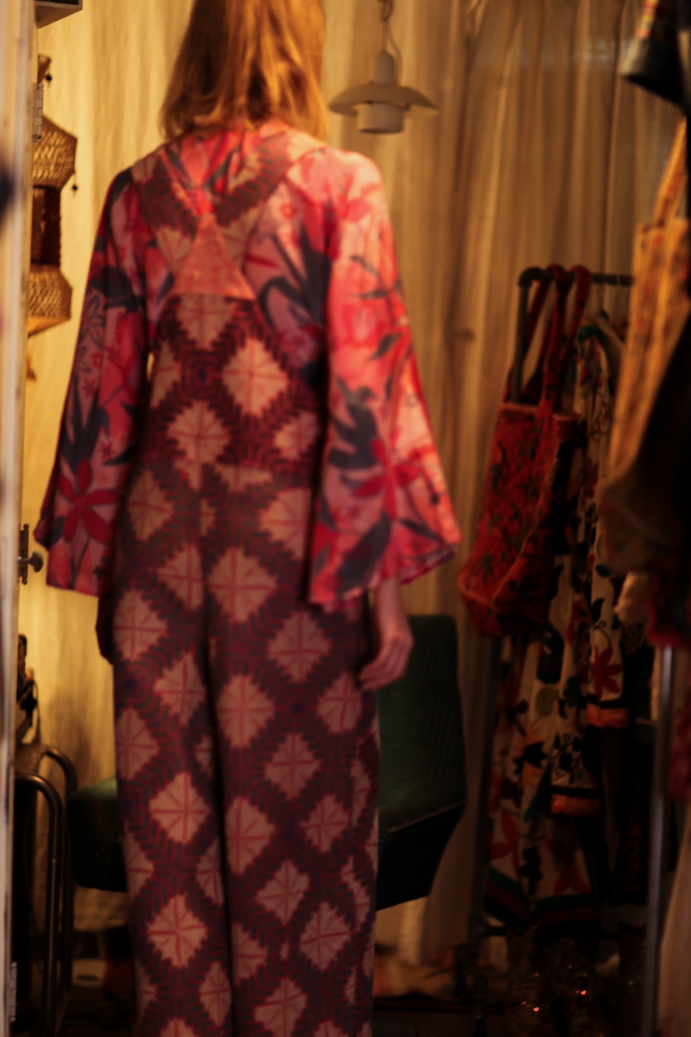 FREYA OVERALLS EMBROIDERED KANTHA GEOMETRIC - BANGKOK TAILOR CLOTHING STORE - HANDMADE CLOTHING