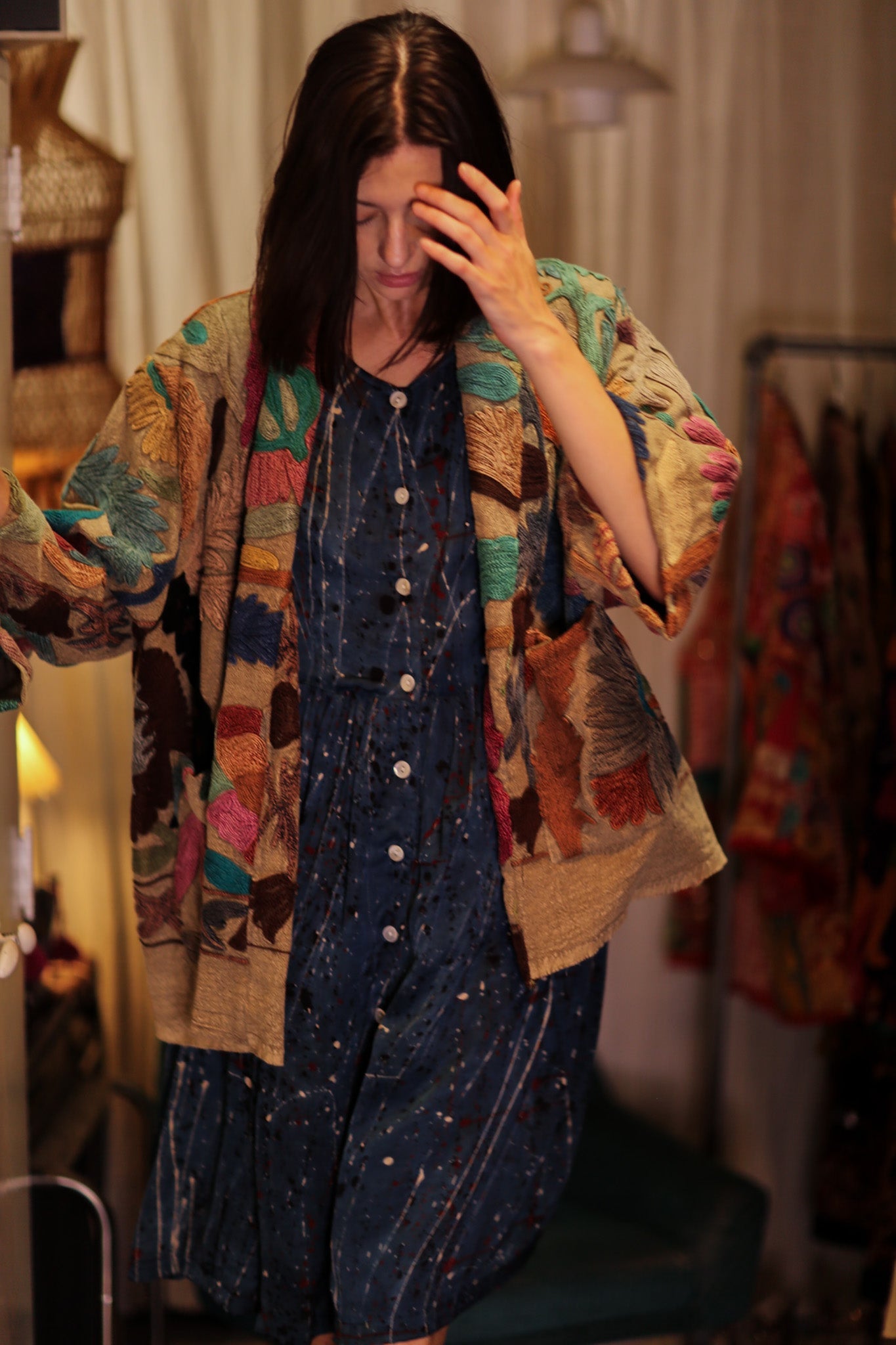 GINEVRA EMBROIDERED SUZANI KIMOMO TROPIC FLOWER - BANGKOK TAILOR CLOTHING STORE - HANDMADE CLOTHING