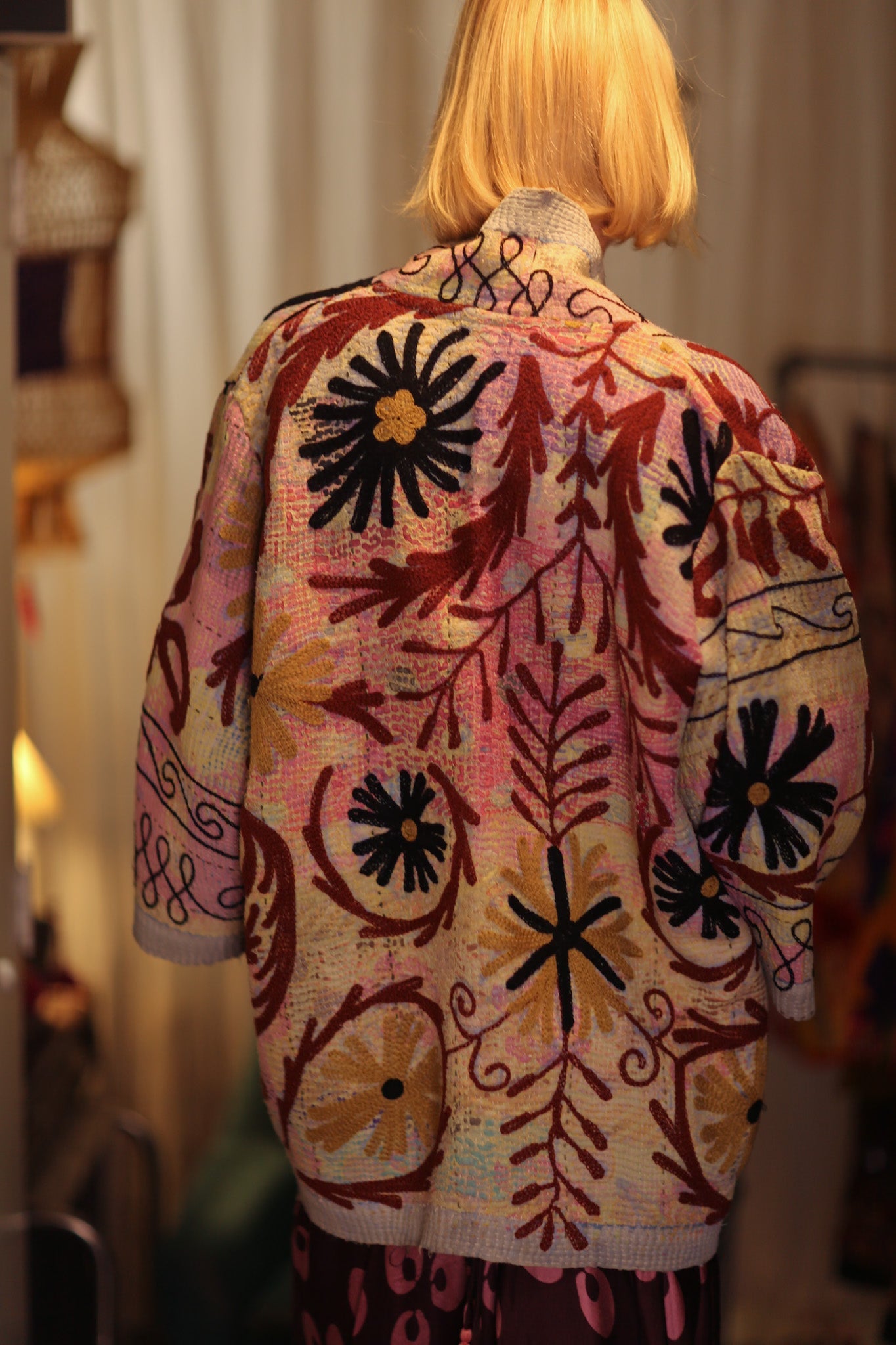 GINEVRA KANCHA SHORT KIMONO RED WINE - BANGKOK TAILOR CLOTHING STORE - HANDMADE CLOTHING