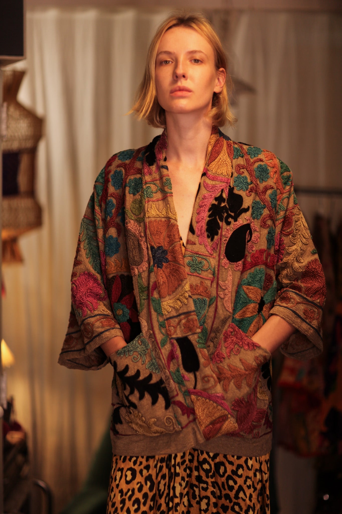 GINEVRA KANTHA EMBROIDERED KIMONO - BANGKOK TAILOR CLOTHING STORE - HANDMADE CLOTHING