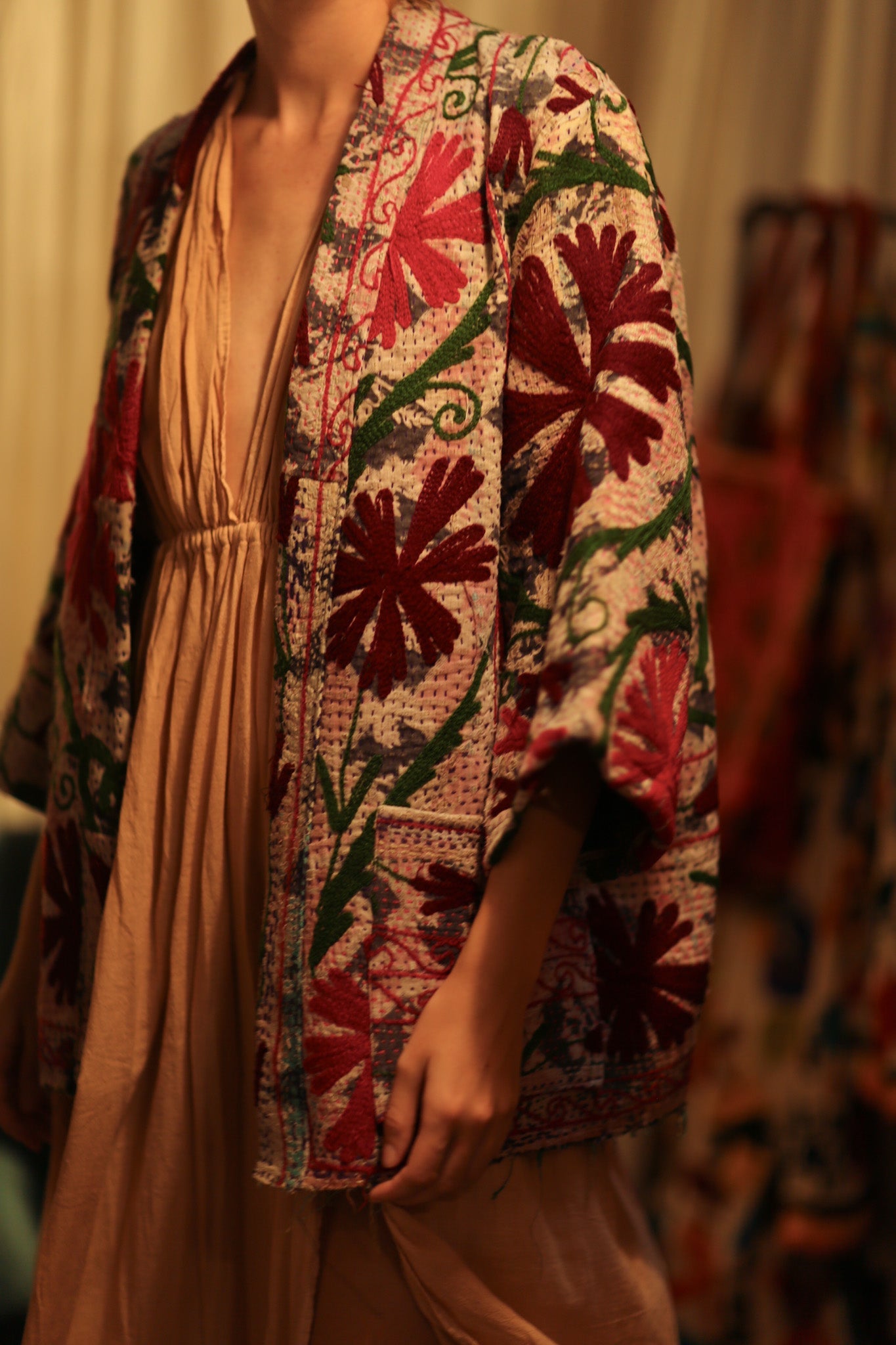 GINEVRA KANTHA EMBROIDERED KIMONO - BANGKOK TAILOR CLOTHING STORE - HANDMADE CLOTHING