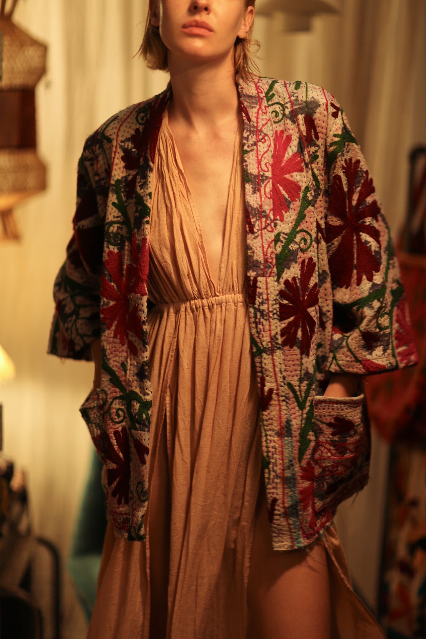 GINEVRA KANTHA EMBROIDERED KIMONO - BANGKOK TAILOR CLOTHING STORE - HANDMADE CLOTHING