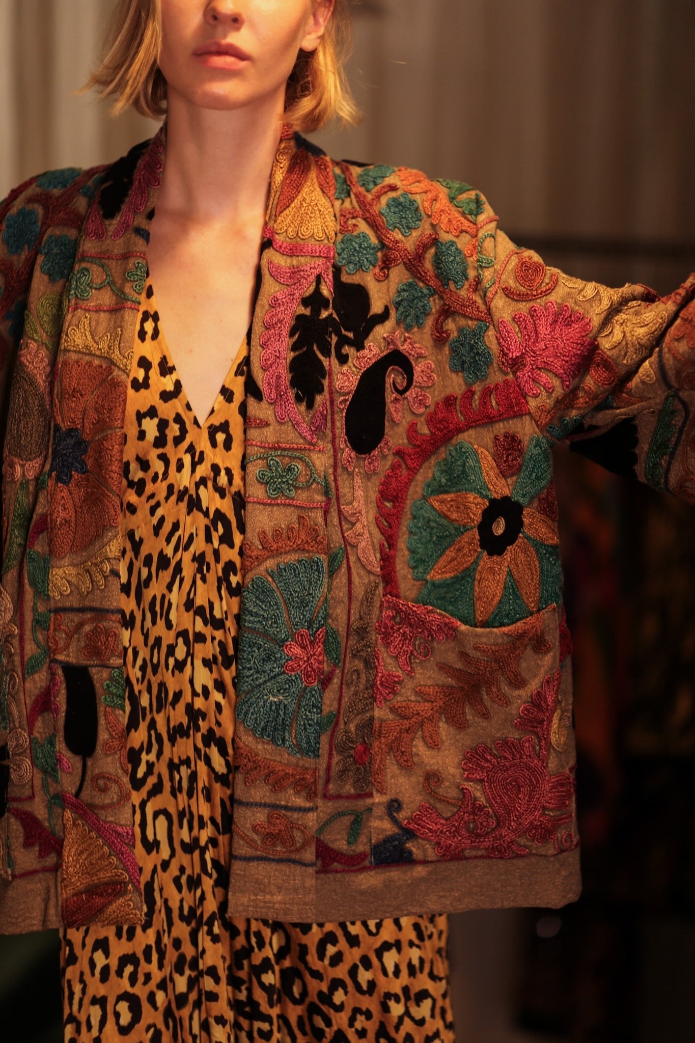 GINEVRA KANTHA EMBROIDERED KIMONO - BANGKOK TAILOR CLOTHING STORE - HANDMADE CLOTHING