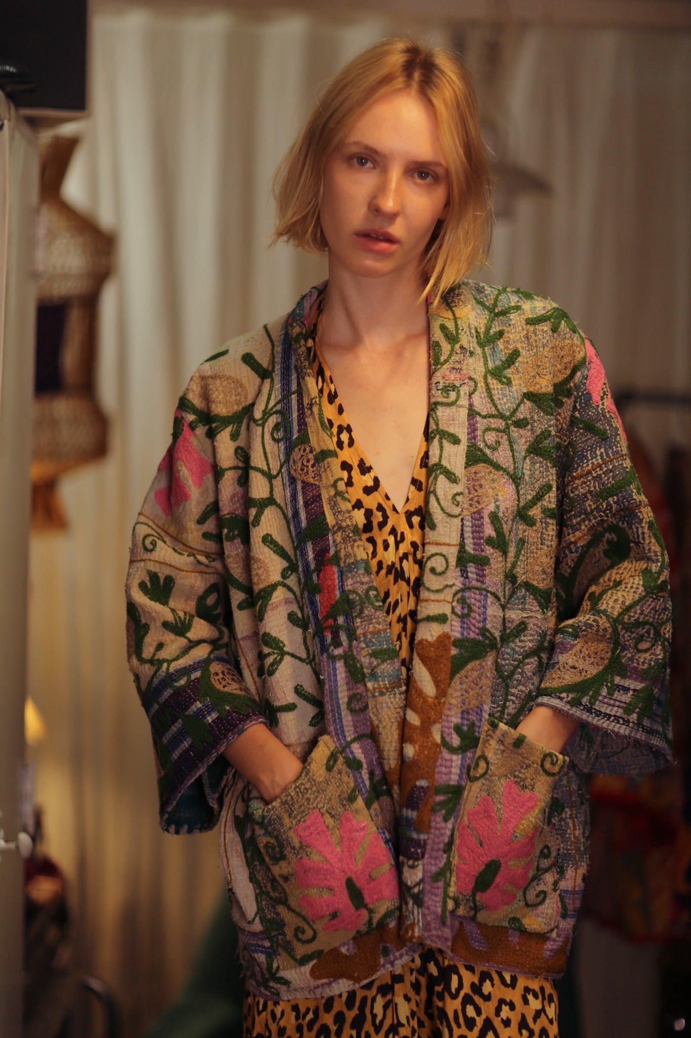 GINEVRA KANTHA EMBROIDERED KIMONO DECO - BANGKOK TAILOR CLOTHING STORE - HANDMADE CLOTHING