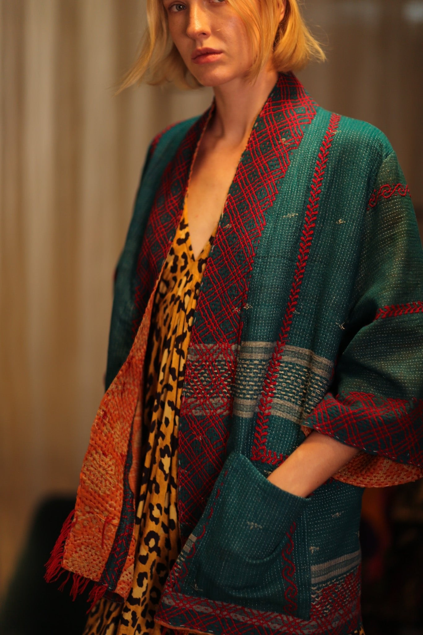 GINEVRA KANTHA KIMONO FOREST GREEN - BANGKOK TAILOR CLOTHING STORE - HANDMADE CLOTHING