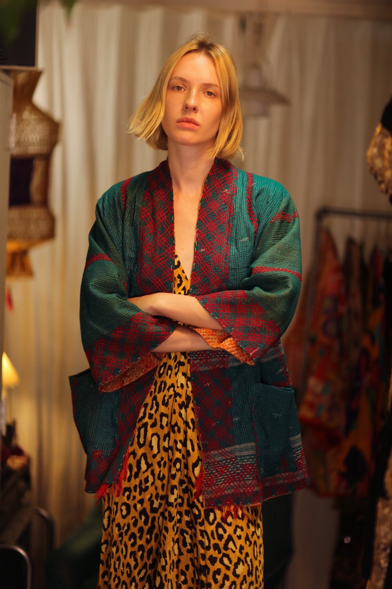 GINEVRA KANTHA KIMONO FOREST GREEN - BANGKOK TAILOR CLOTHING STORE - HANDMADE CLOTHING