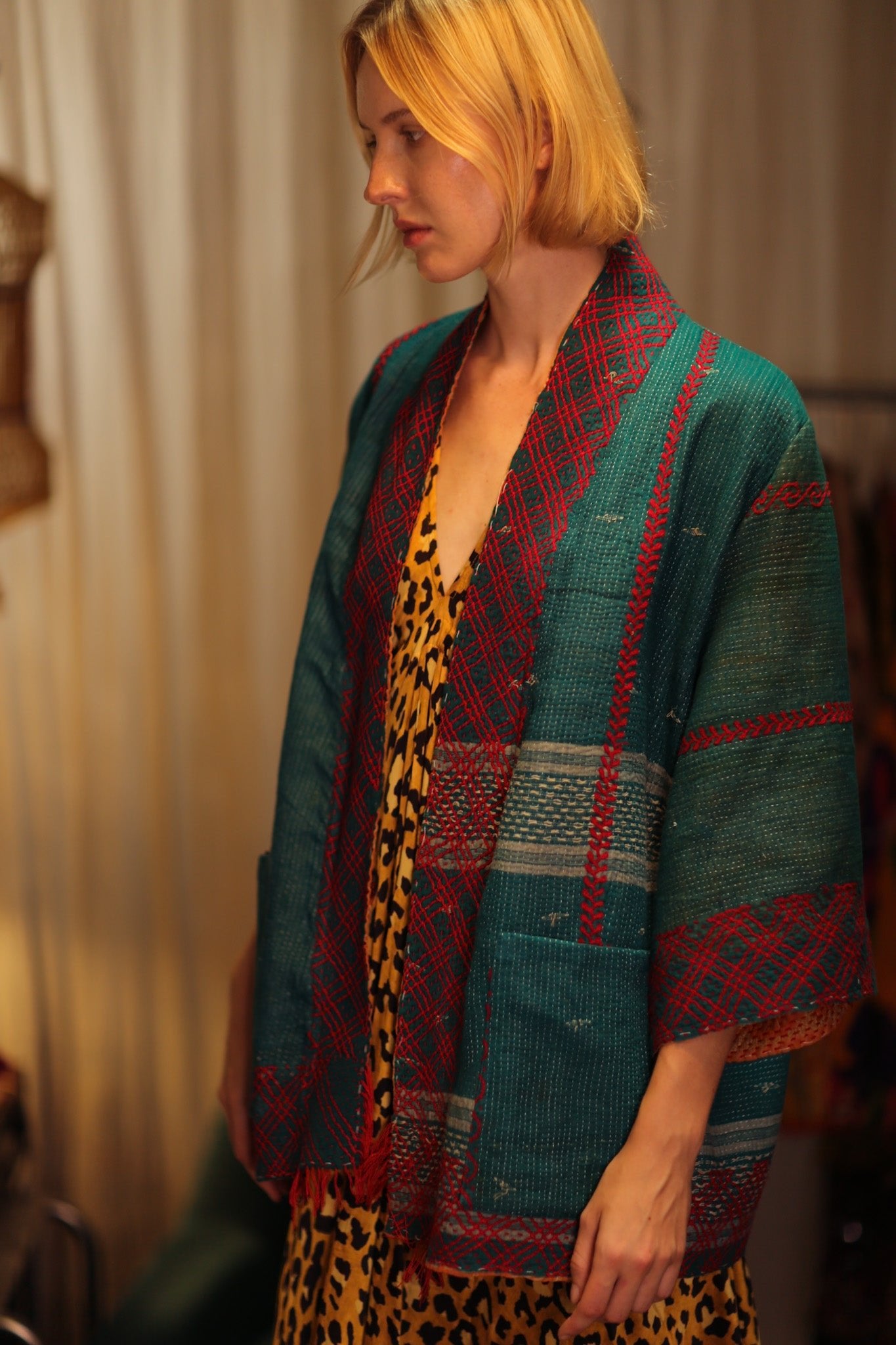 GINEVRA KANTHA KIMONO FOREST GREEN - BANGKOK TAILOR CLOTHING STORE - HANDMADE CLOTHING
