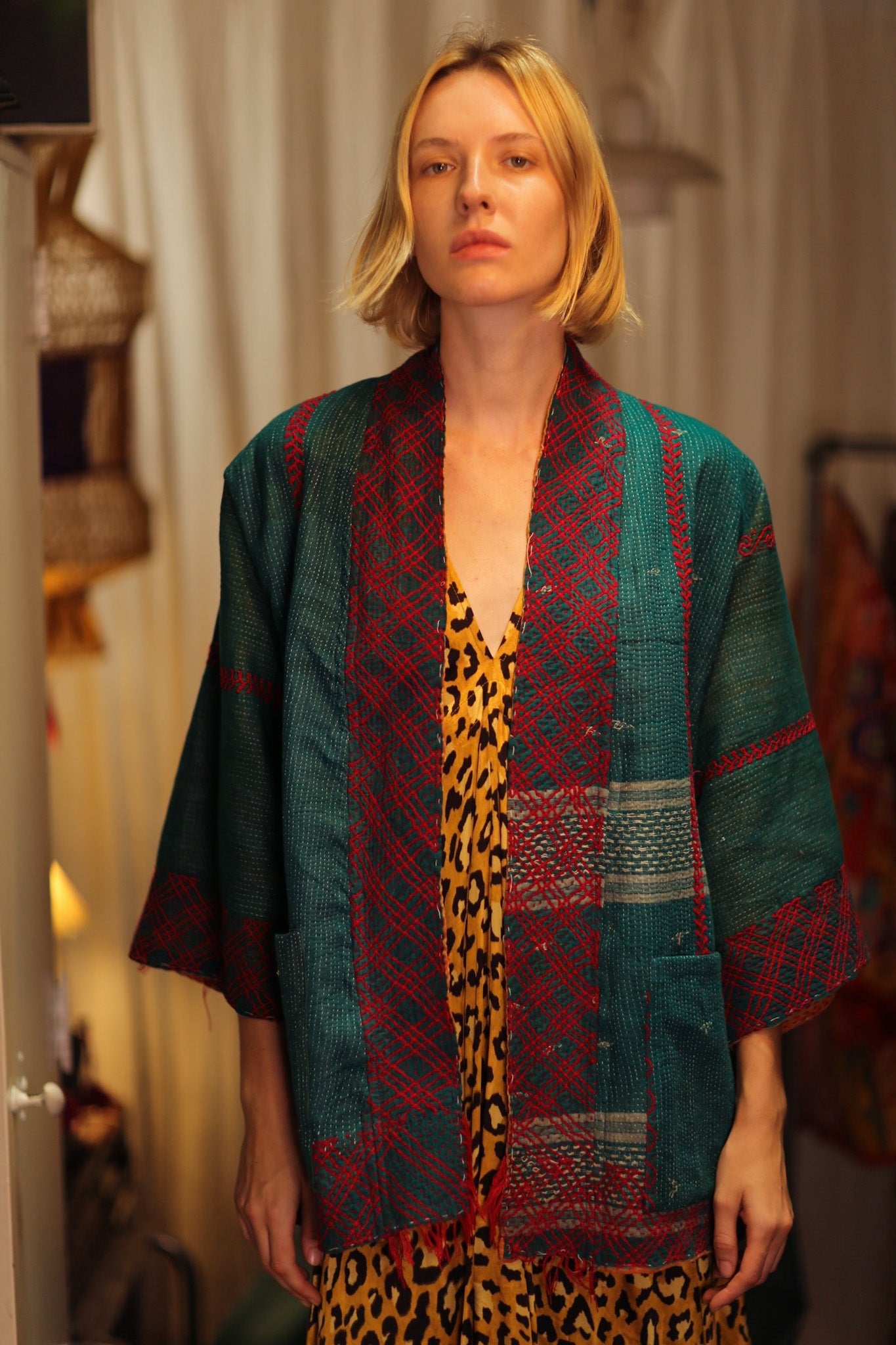 GINEVRA KANTHA KIMONO FOREST GREEN - BANGKOK TAILOR CLOTHING STORE - HANDMADE CLOTHING