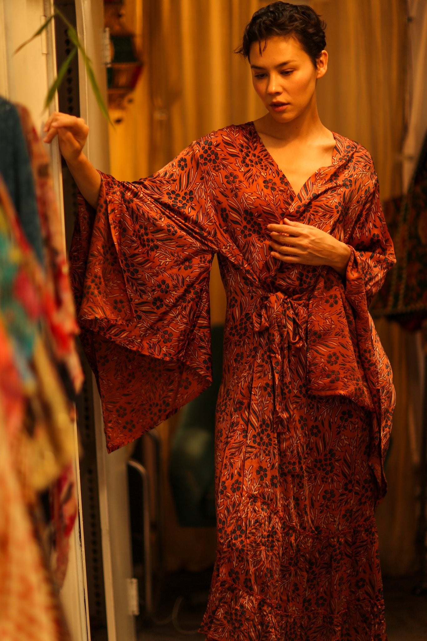 HAND BLOCK PRINT KIMONO PINA - BANGKOK TAILOR CLOTHING STORE - HANDMADE CLOTHING