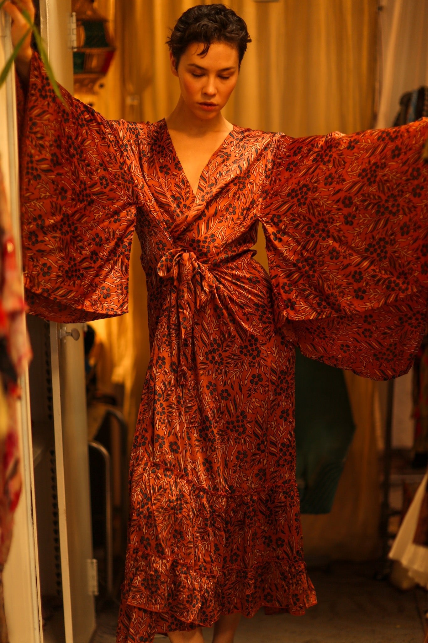 HAND BLOCK PRINT KIMONO PINA - BANGKOK TAILOR CLOTHING STORE - HANDMADE CLOTHING