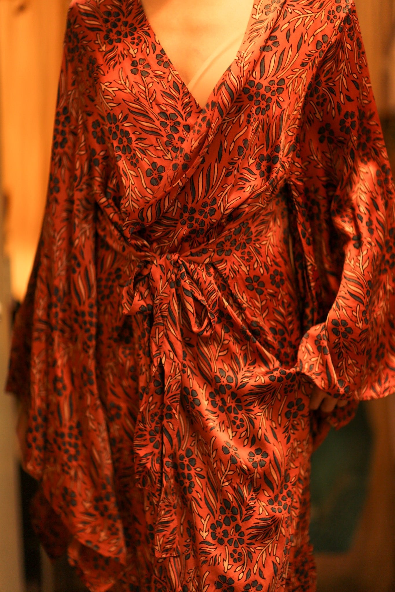 HAND BLOCK PRINT KIMONO PINA - BANGKOK TAILOR CLOTHING STORE - HANDMADE CLOTHING